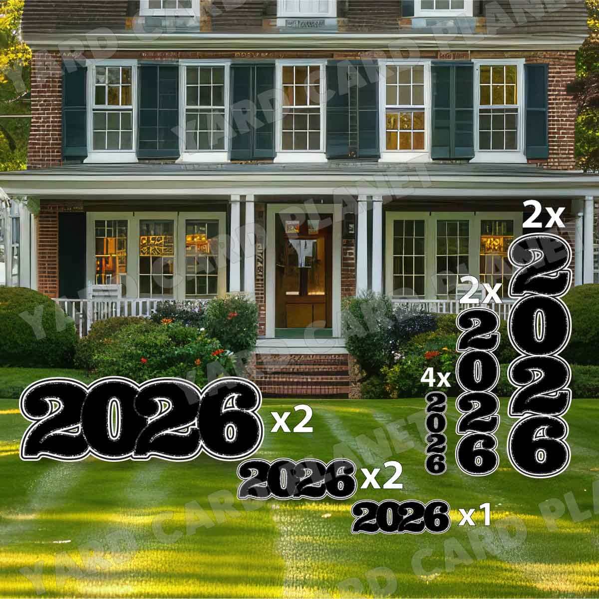 Black Solid with Glitter Pattern Trim 2026 EZ Quick Signs and Towers Yard Card Set