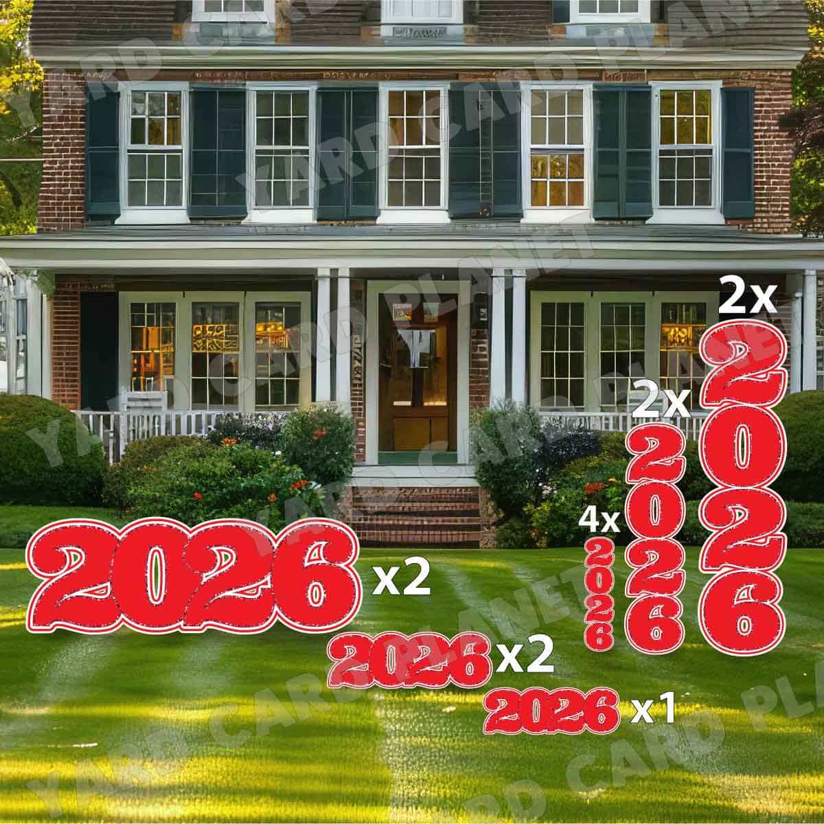 Red Solid with Glitter Pattern Trim 2026 EZ Quick Signs and Towers Yard Card Set