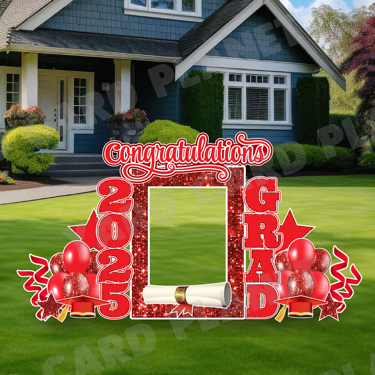 Red Solid and Sequin Pattern 2025 EZ Quick Frame, EZ Quick Sign and Towers Yard Card Flair Set