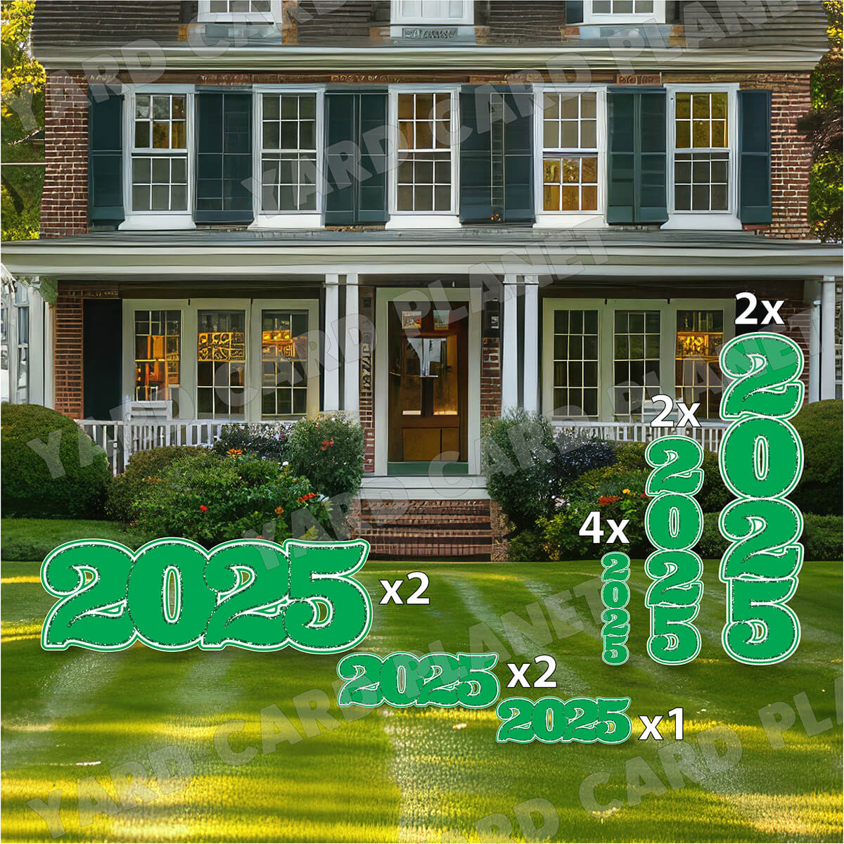 Green Solid with Glitter Pattern Trim 2025 EZ Quick Signs and Towers Yard Card Set