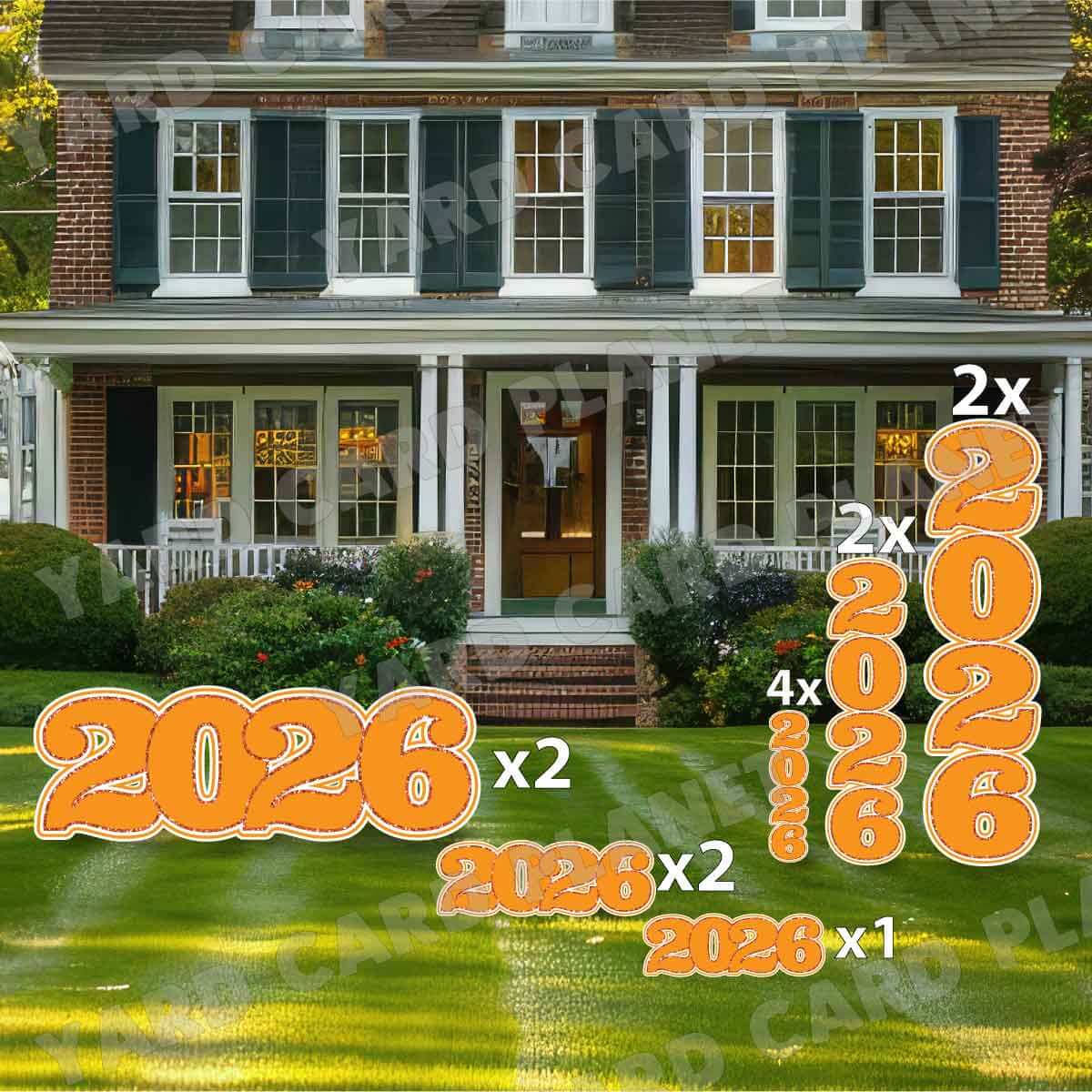 Orange Solid with Glitter Pattern Trim 2026 EZ Quick Signs and Towers Yard Card Set