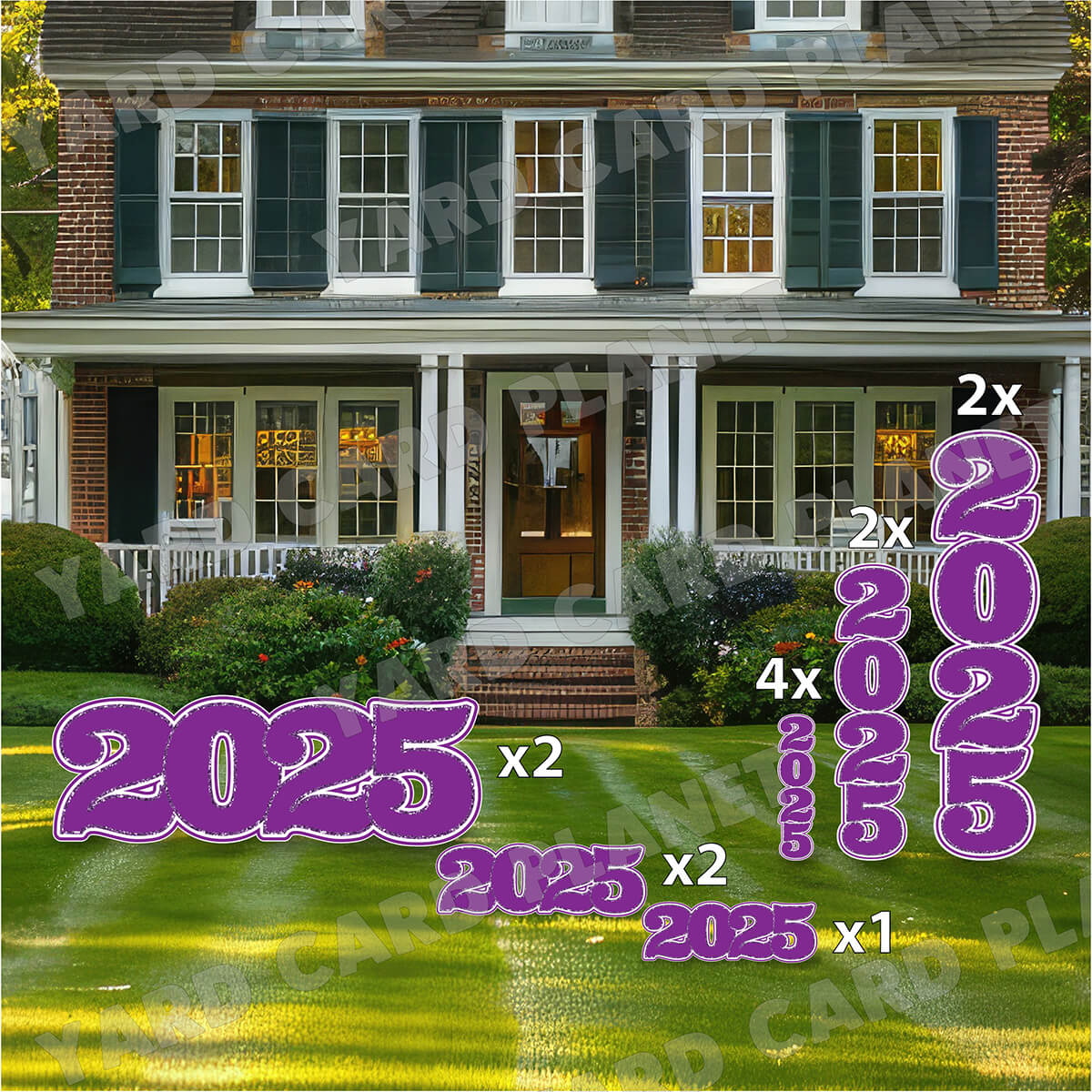 Purple Solid with Glitter Pattern Trim 2025 EZ Quick Signs and Towers Yard Card Set