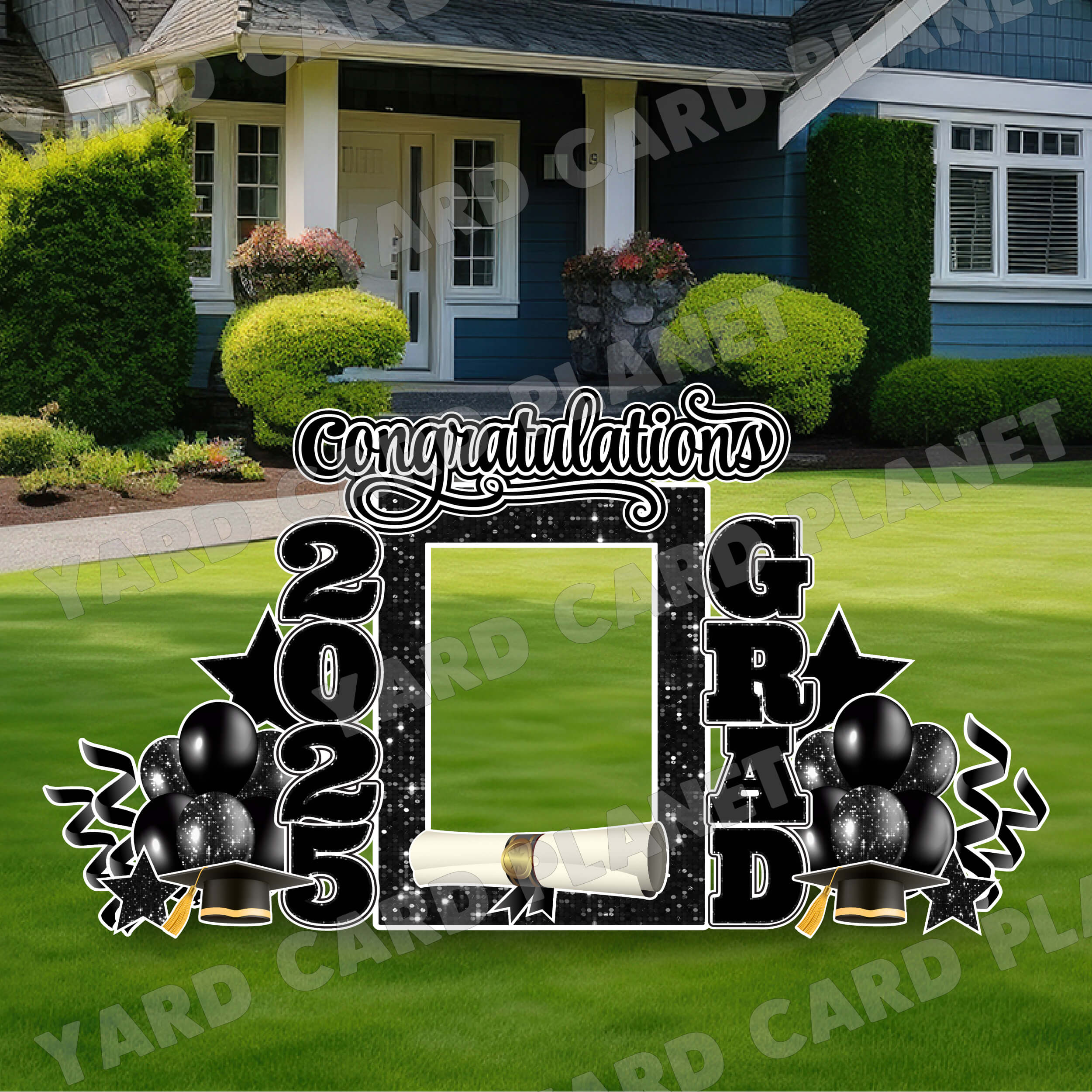 Black Solid and Sequin Pattern 2025 EZ Quick Frame, EZ Quick Sign and Towers Yard Card Flair Set