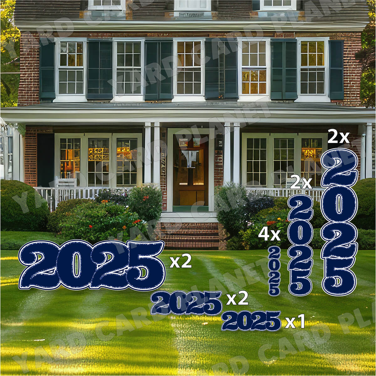 Navy Blue Solid with Glitter Pattern Trim 2025 EZ Quick Signs and Towers Yard Card Set