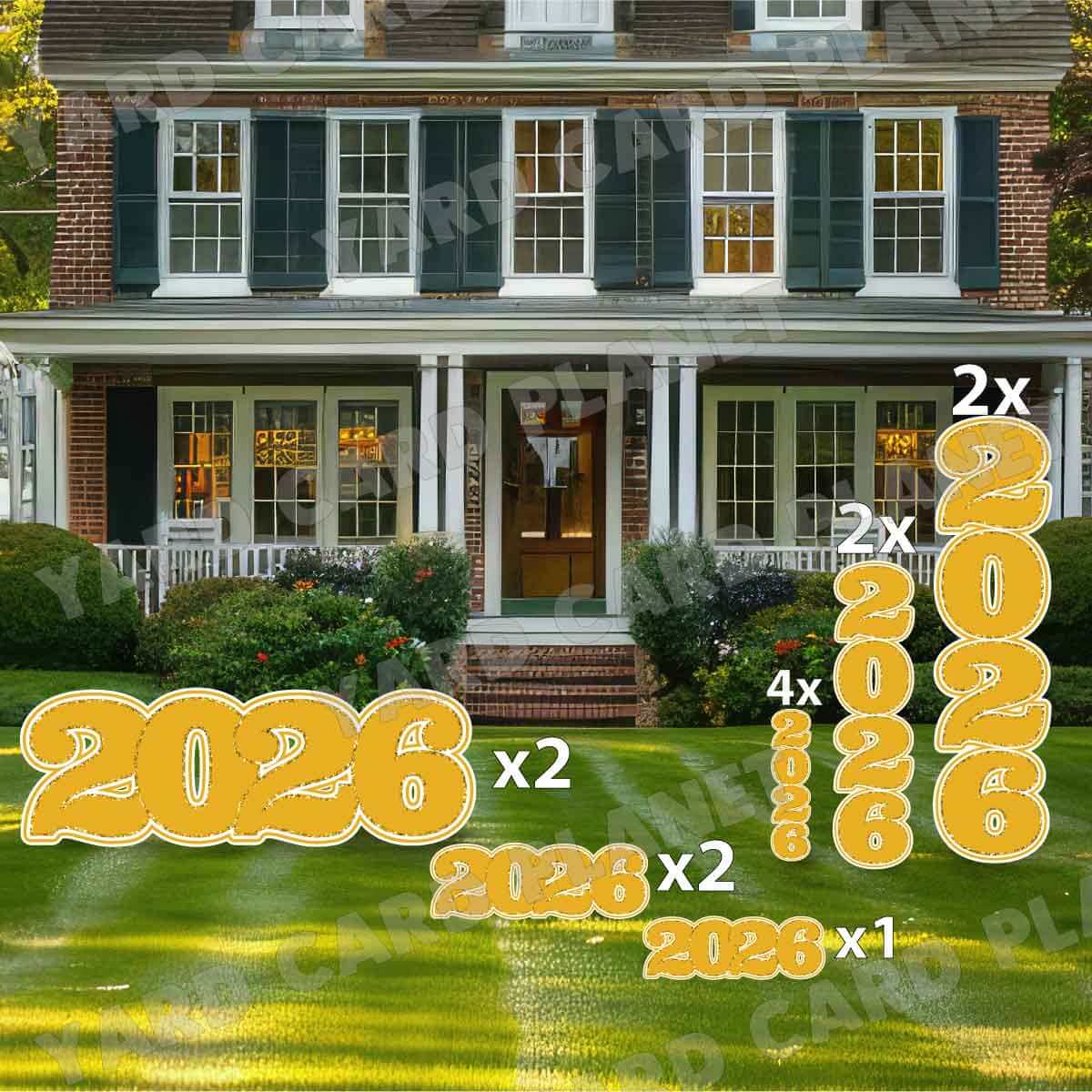 Gold Solid with Glitter Pattern Trim 2026 EZ Quick Signs and Towers Yard Card Set