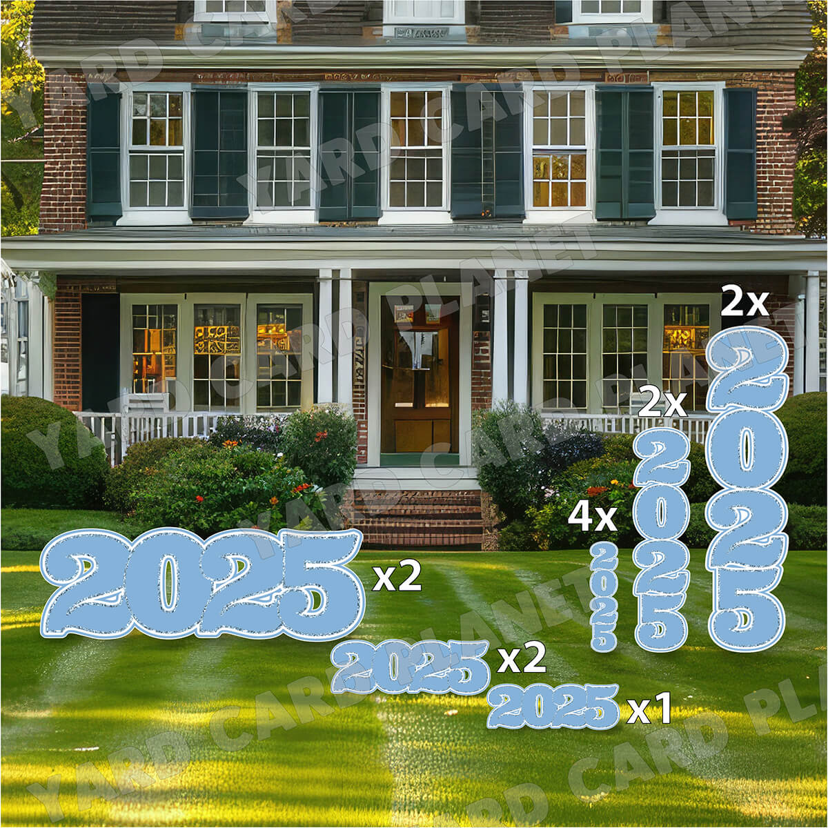 Baby Blue Solid with Glitter Pattern Trim 2025 EZ Quick Signs and Towers Yard Card Set
