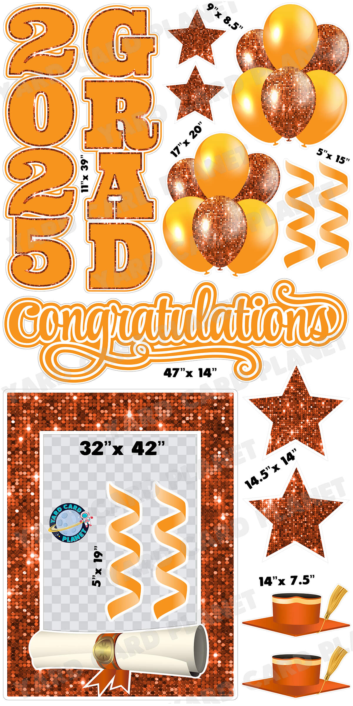 Orange Solid and Sequin Pattern 2025 EZ Quick Frame, EZ Quick Sign and Towers Yard Card Flair Set