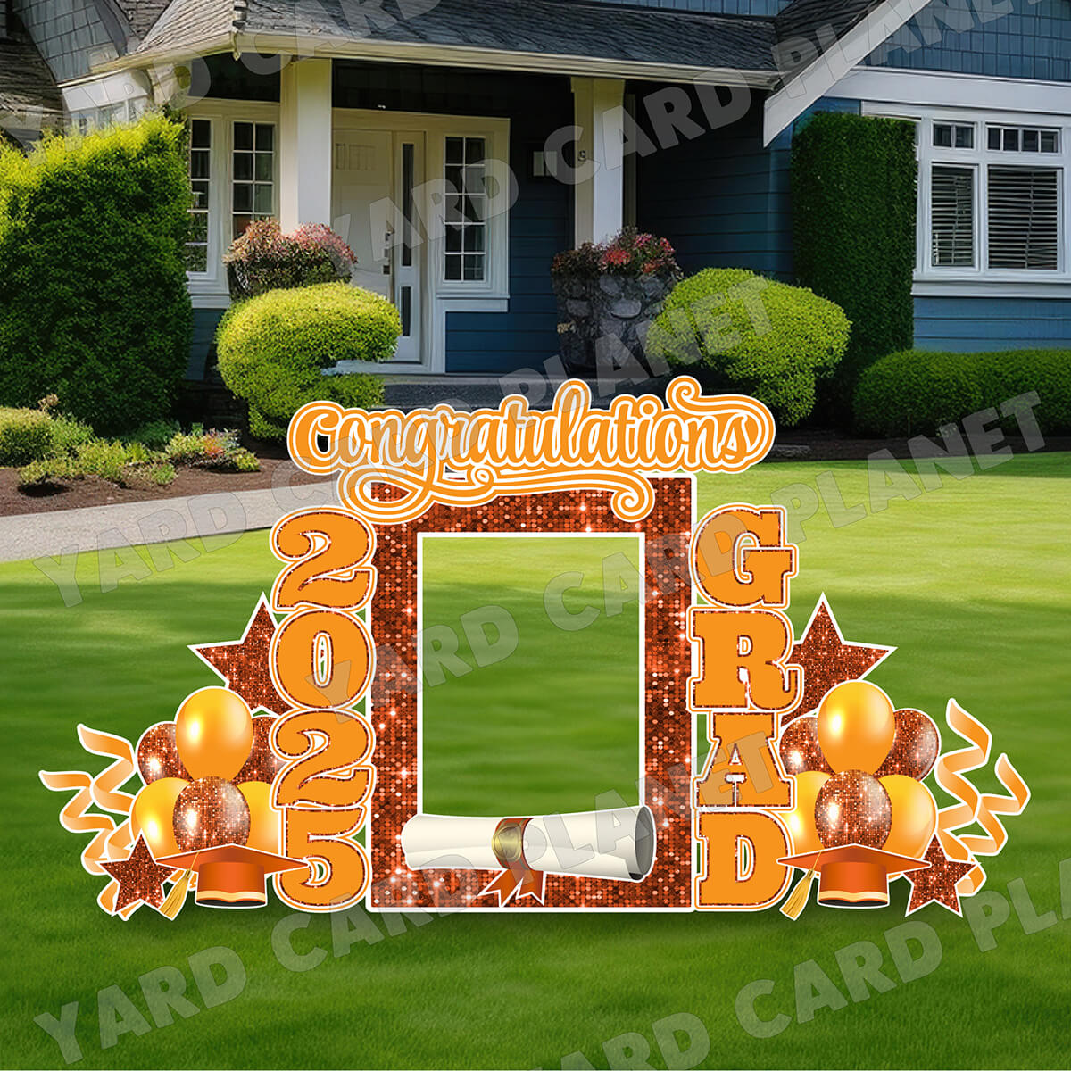 Orange Solid and Sequin Pattern 2025 EZ Quick Frame, EZ Quick Sign and Towers Yard Card Flair Set