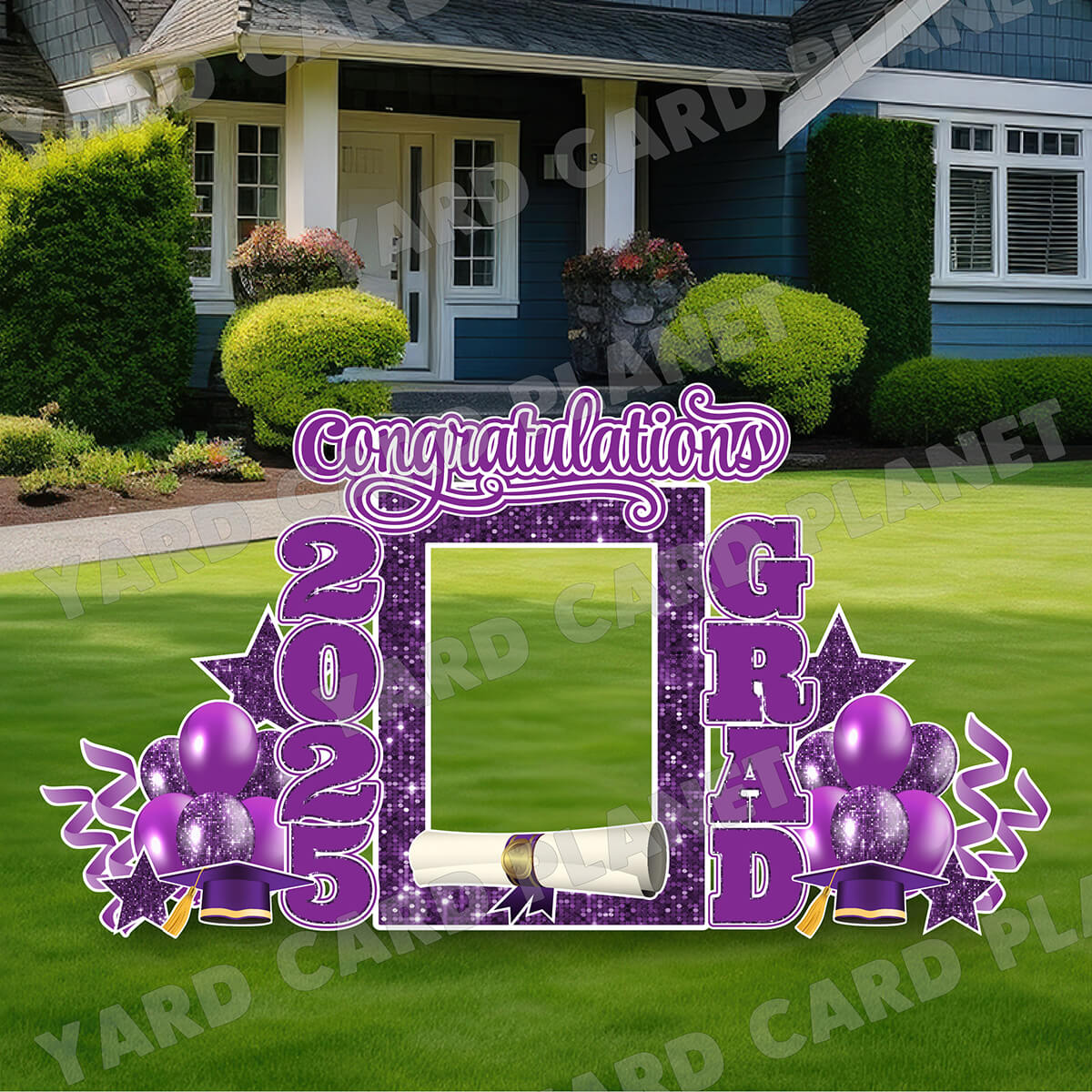 Purple Solid and Sequin Pattern 2025 EZ Quick Frame, EZ Quick Sign and Towers Yard Card Flair Set
