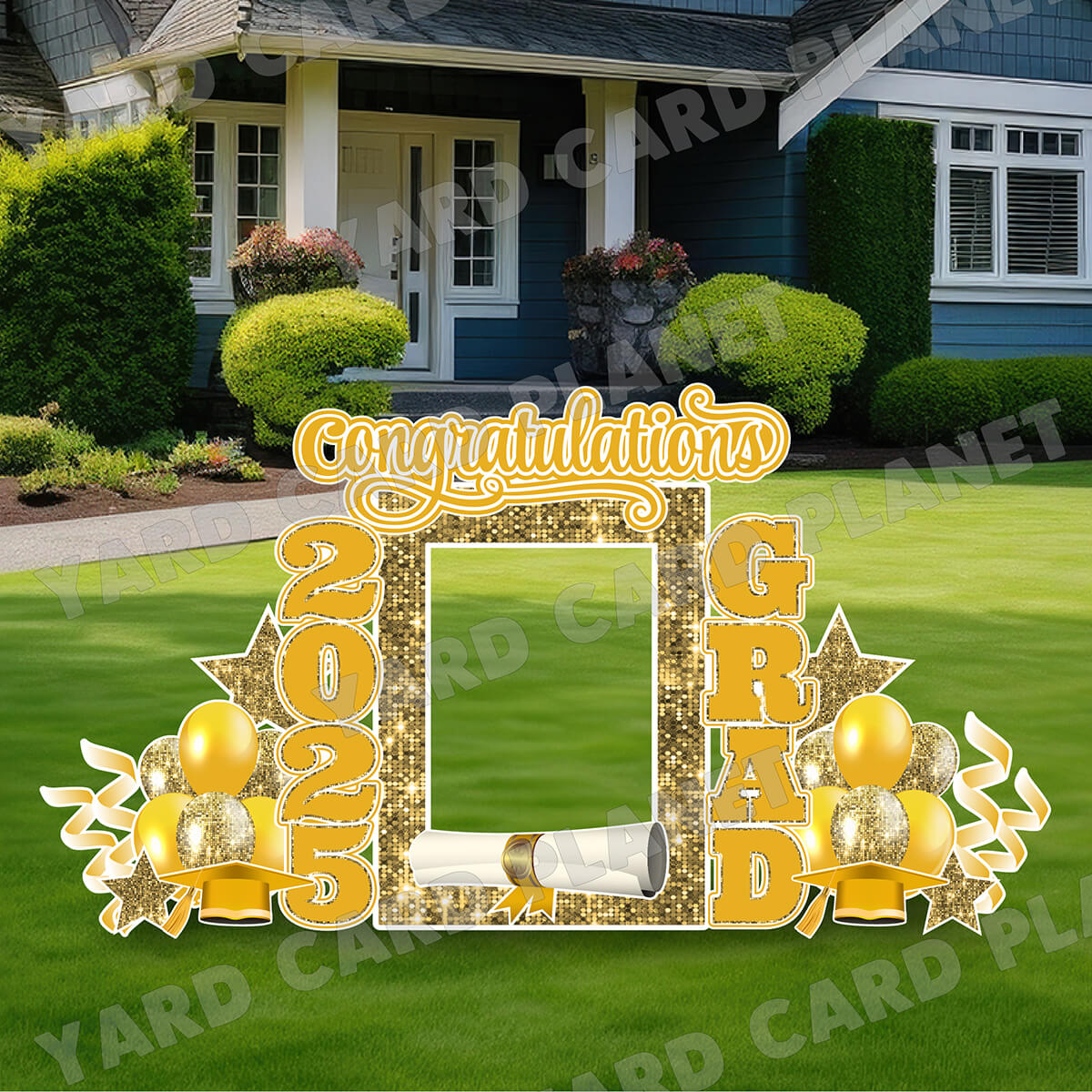 Gold Solid and Sequin Pattern 2025 EZ Quick Frame, EZ Quick Sign and Towers Yard Card Flair Set