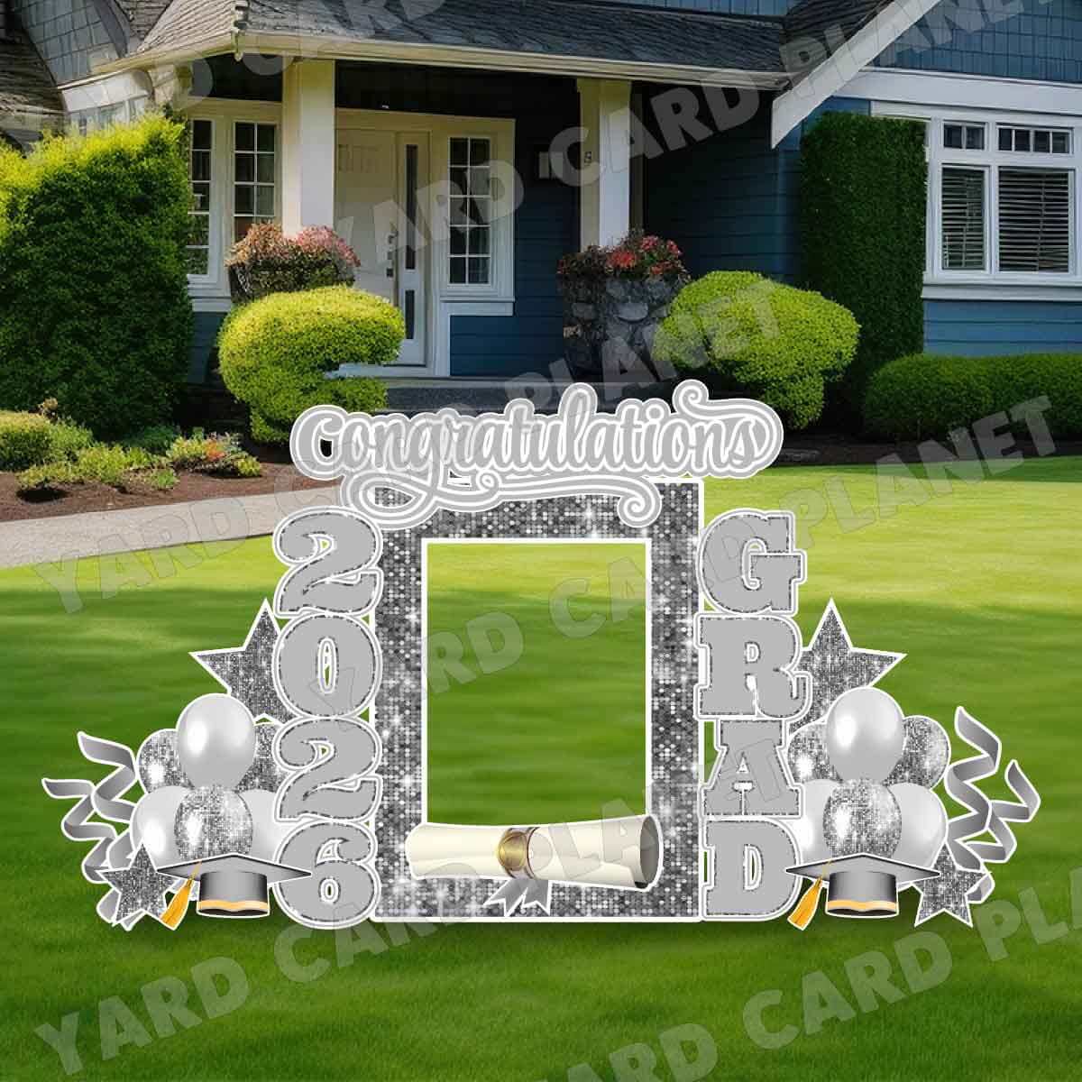 Silver Solid and Sequin Pattern 2026 EZ Quick Frame, EZ Quick Sign and Towers Yard Card Flair Set