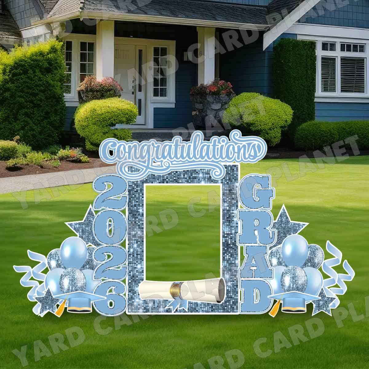 Baby Blue Solid and Sequin Pattern 2026 EZ Quick Frame, EZ Quick Sign and Towers Yard Card Flair Set