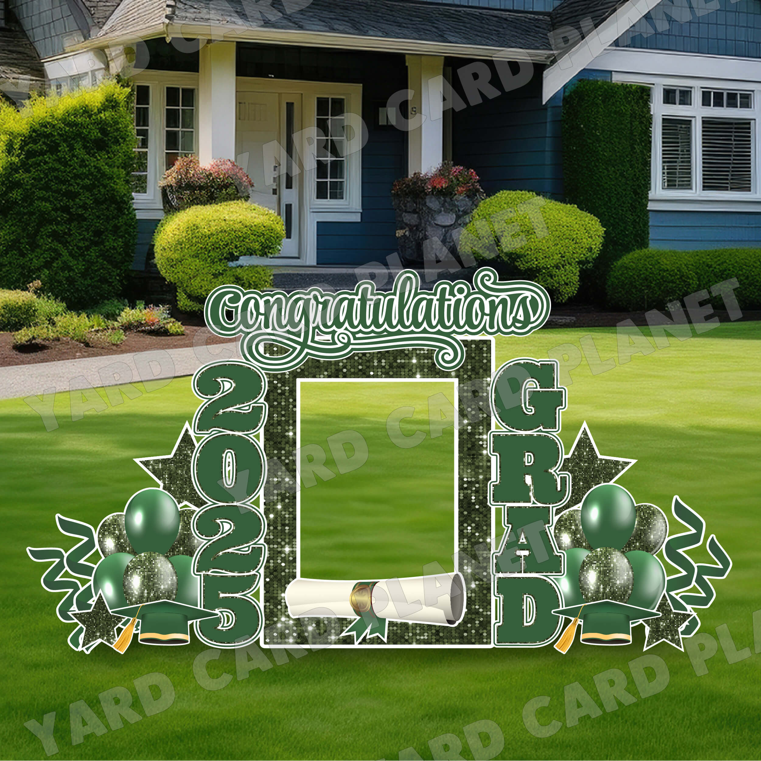 Hunter Green Solid and Sequin Pattern 2025 EZ Quick Frame, EZ Quick Sign and Towers Yard Card Flair Set