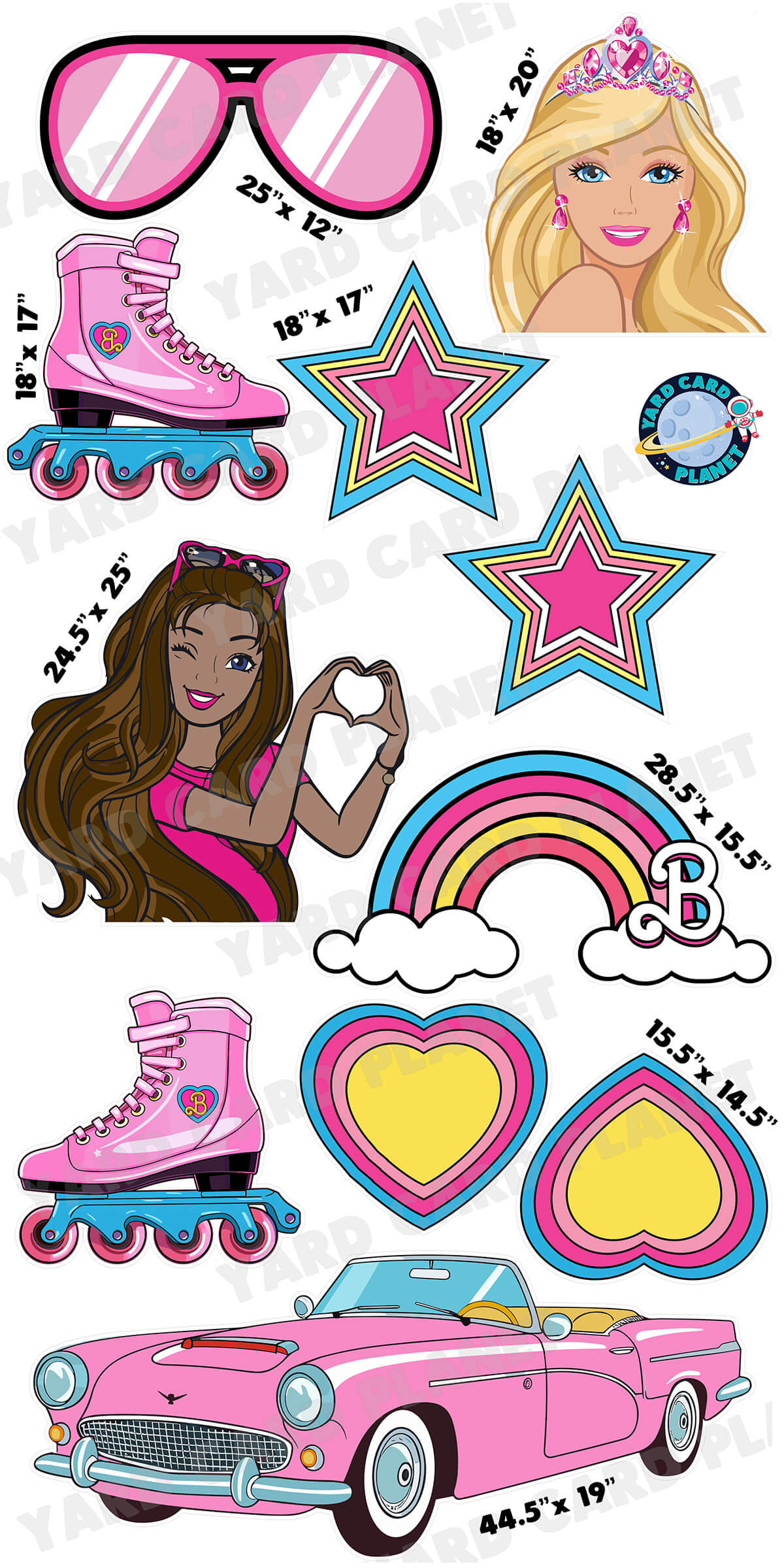 Pink Dream Fashion Yard Card Flair Set