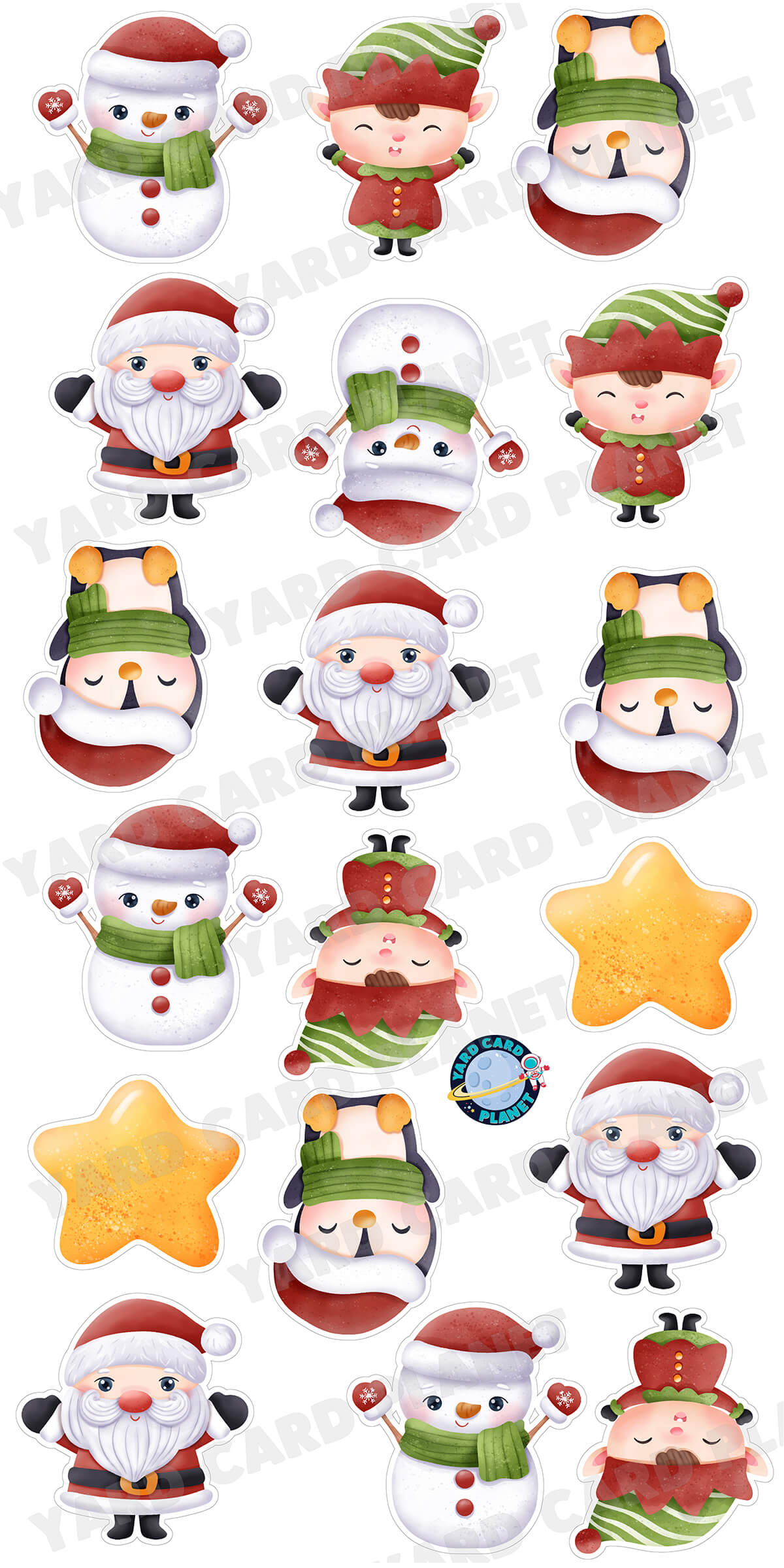 Double-Sided Printed Santa and Friends Christmas Decoration Yard Cards
