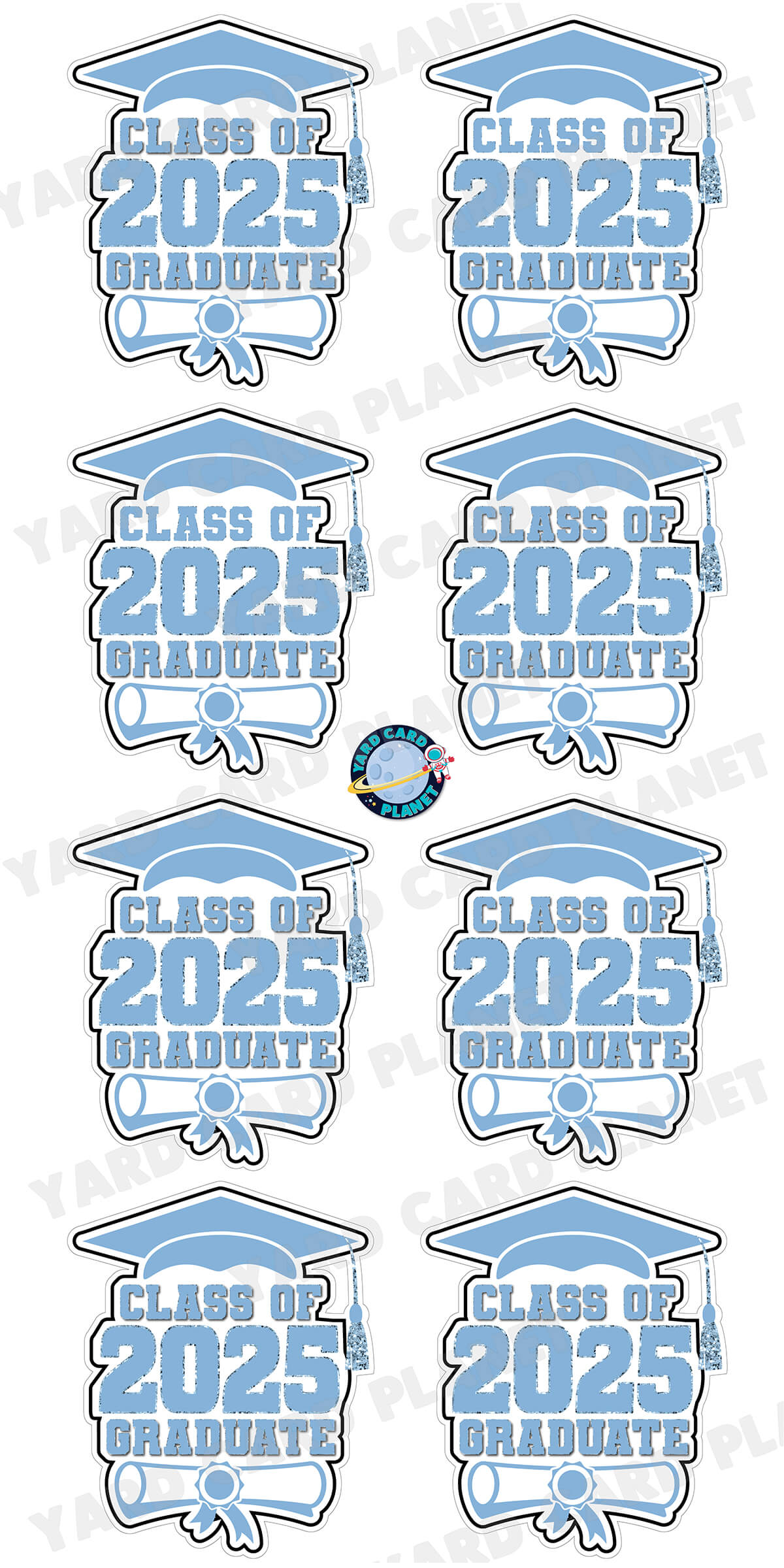 Class of 2025 Graduate Yard Card Sign Keepsakes in Solid Colors with Glitter Accent - (Available in Multiple Colors)