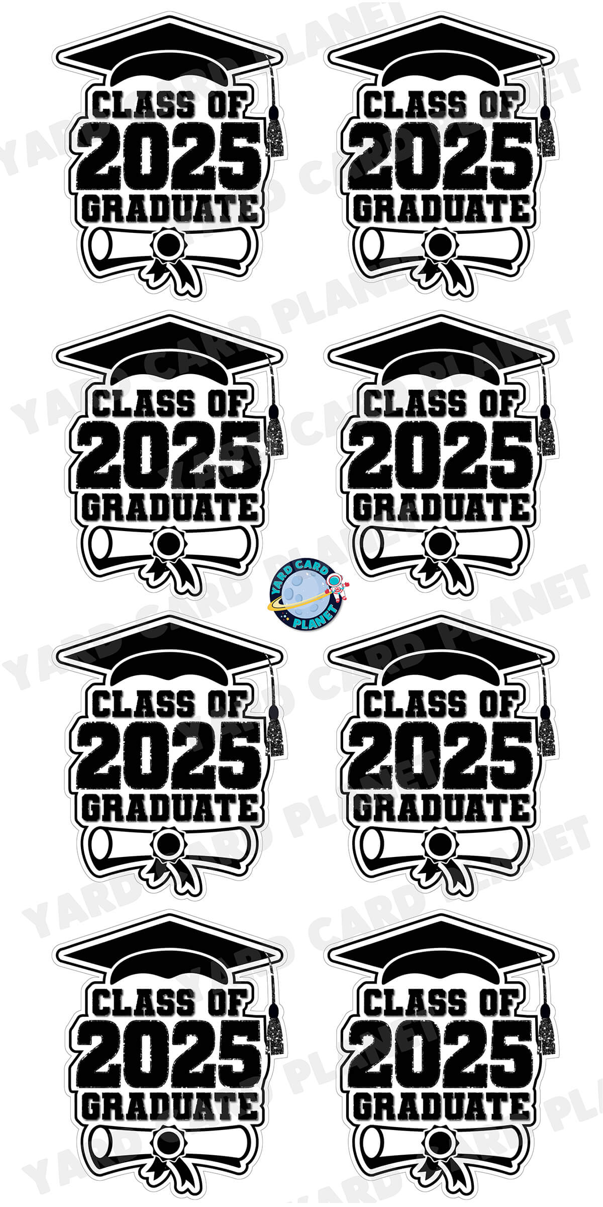 Class of 2025 Graduate Yard Card Sign Keepsakes in Solid Colors with Glitter Accent - (Available in Multiple Colors)