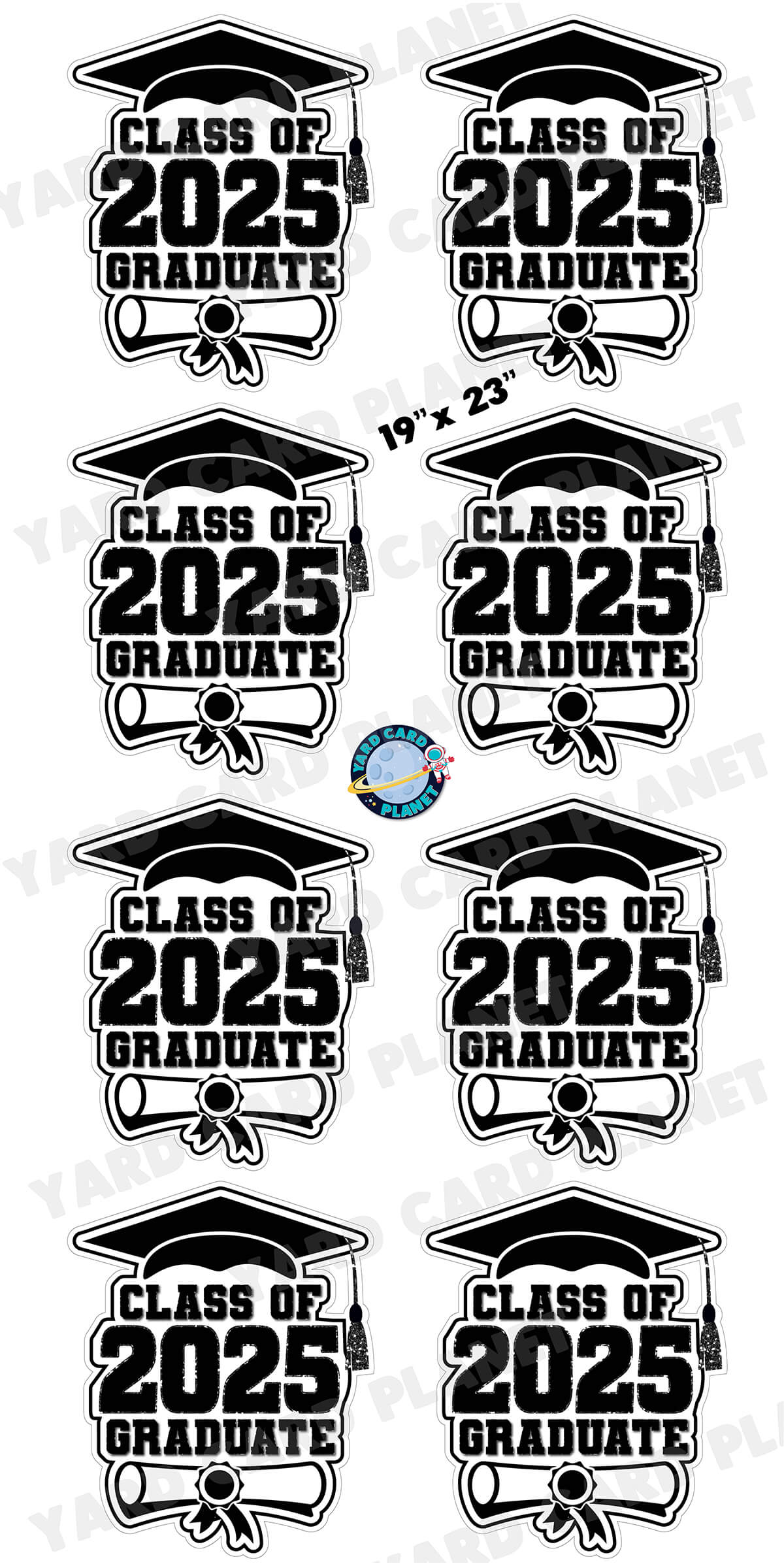 Class of 2025 Graduate Yard Card Sign Keepsakes in Solid Colors with Glitter Accent - (Available in Multiple Colors)