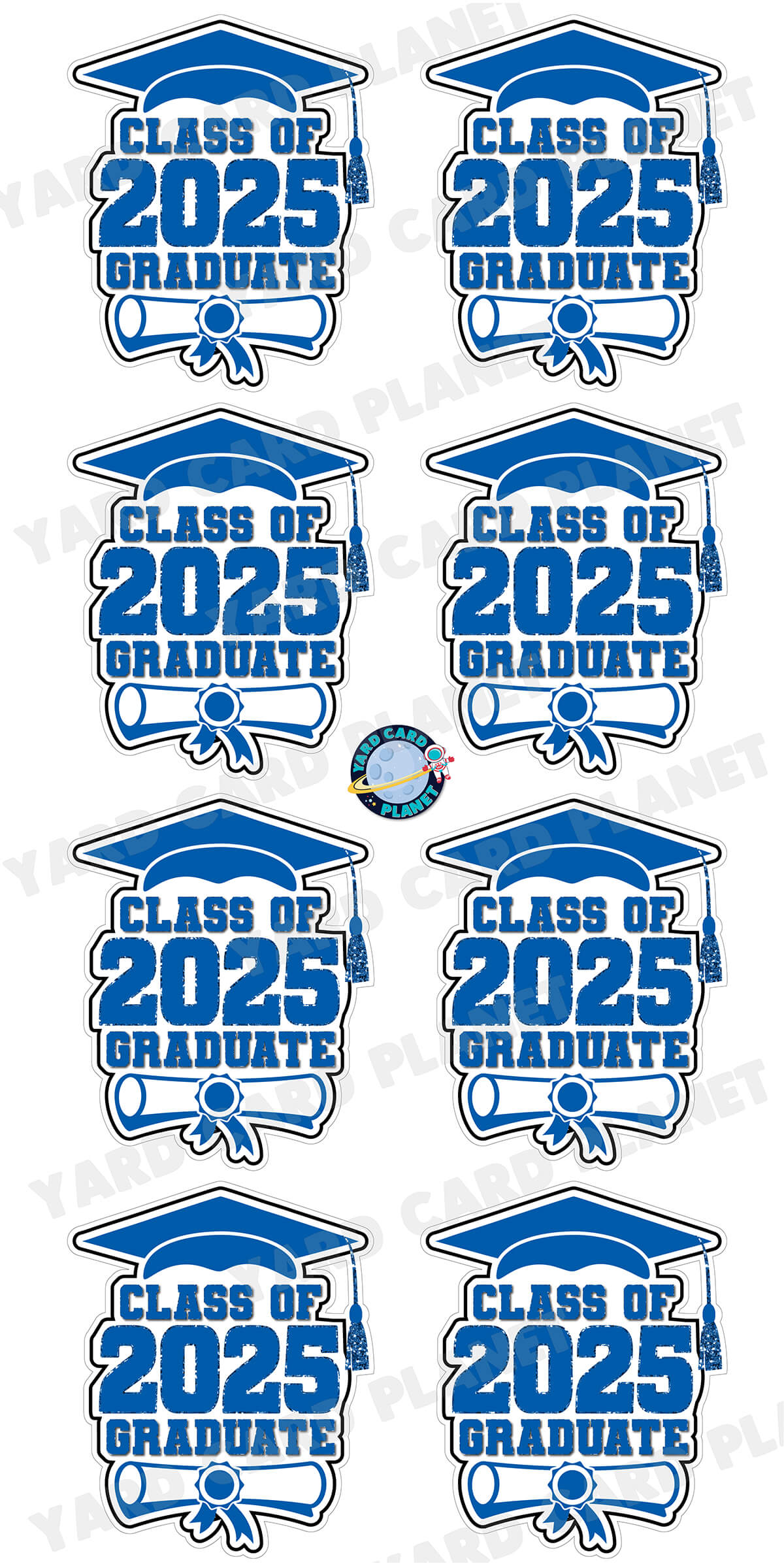 Class of 2025 Graduate Yard Card Sign Keepsakes in Solid Colors with Glitter Accent - (Available in Multiple Colors)