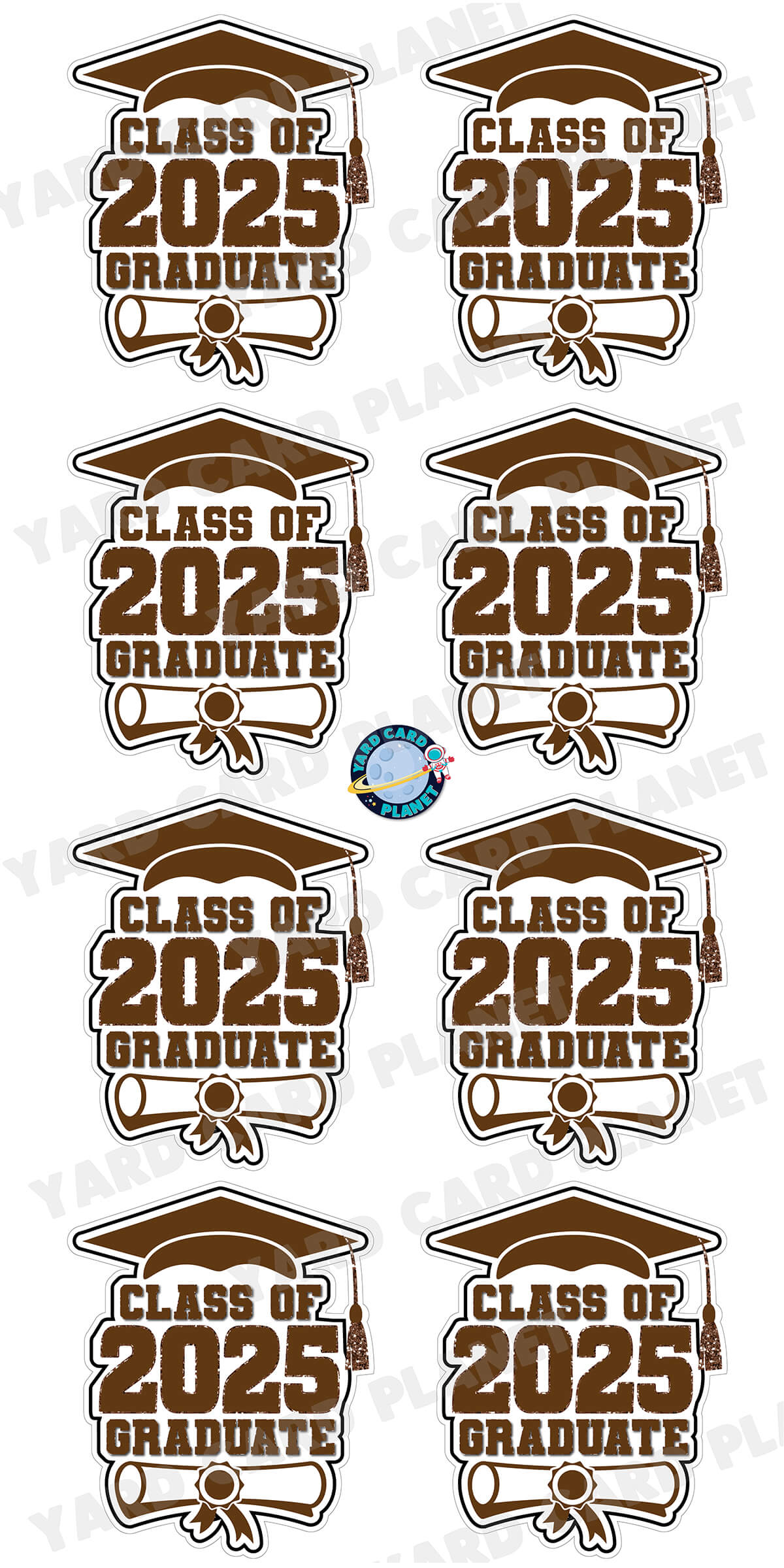 Class of 2025 Graduate Yard Card Sign Keepsakes in Solid Colors with Glitter Accent - (Available in Multiple Colors)