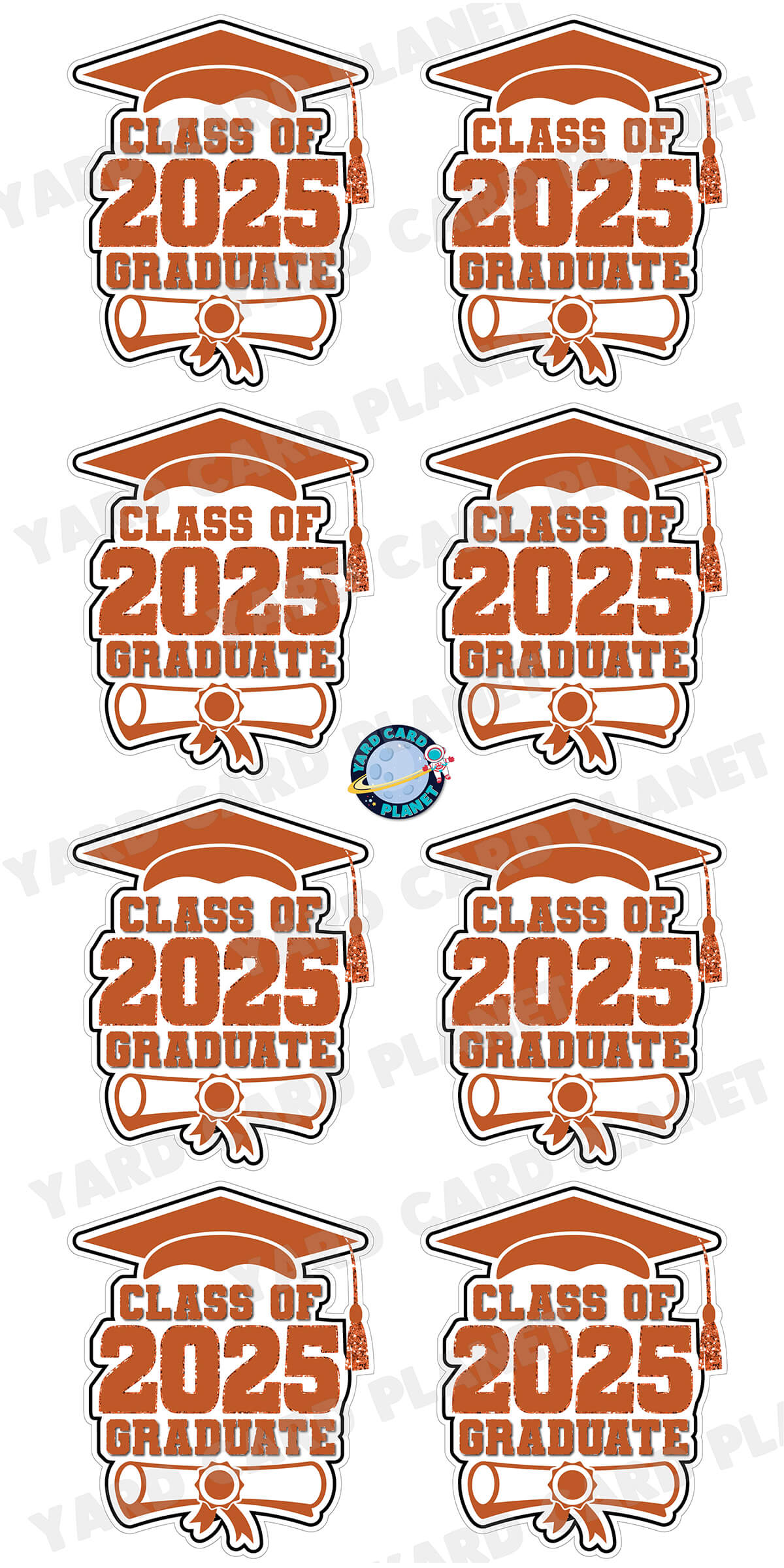 Class of 2025 Graduate Yard Card Sign Keepsakes in Solid Colors with Glitter Accent - (Available in Multiple Colors)