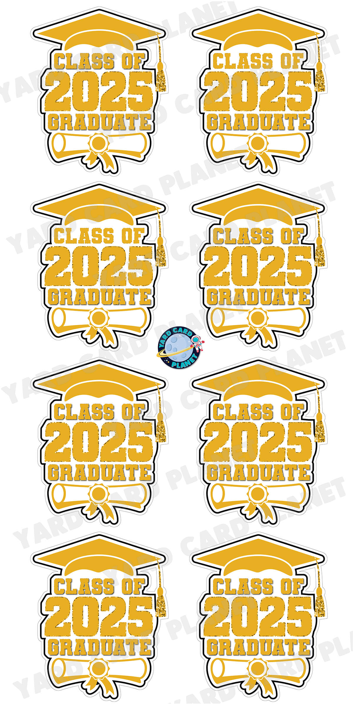 Class of 2025 Graduate Yard Card Sign Keepsakes in Solid Colors with Glitter Accent - (Available in Multiple Colors)