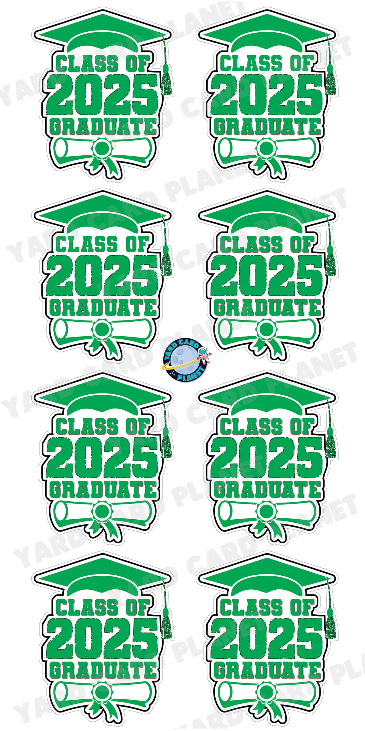 Class of 2025 Graduate Yard Card Sign Keepsakes in Solid Colors with Glitter Accent - (Available in Multiple Colors)