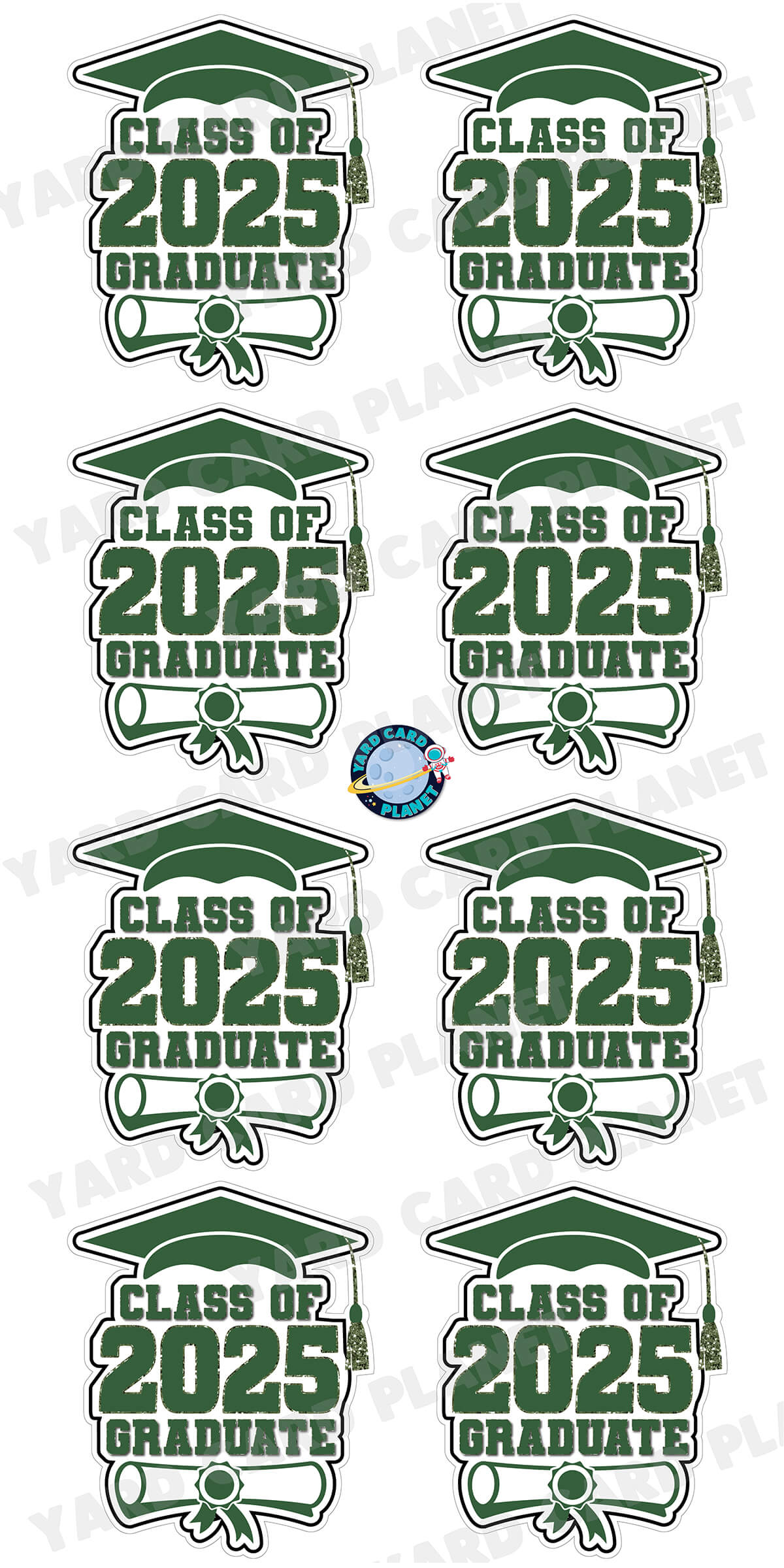 Class of 2025 Graduate Yard Card Sign Keepsakes in Solid Colors with Glitter Accent - (Available in Multiple Colors)