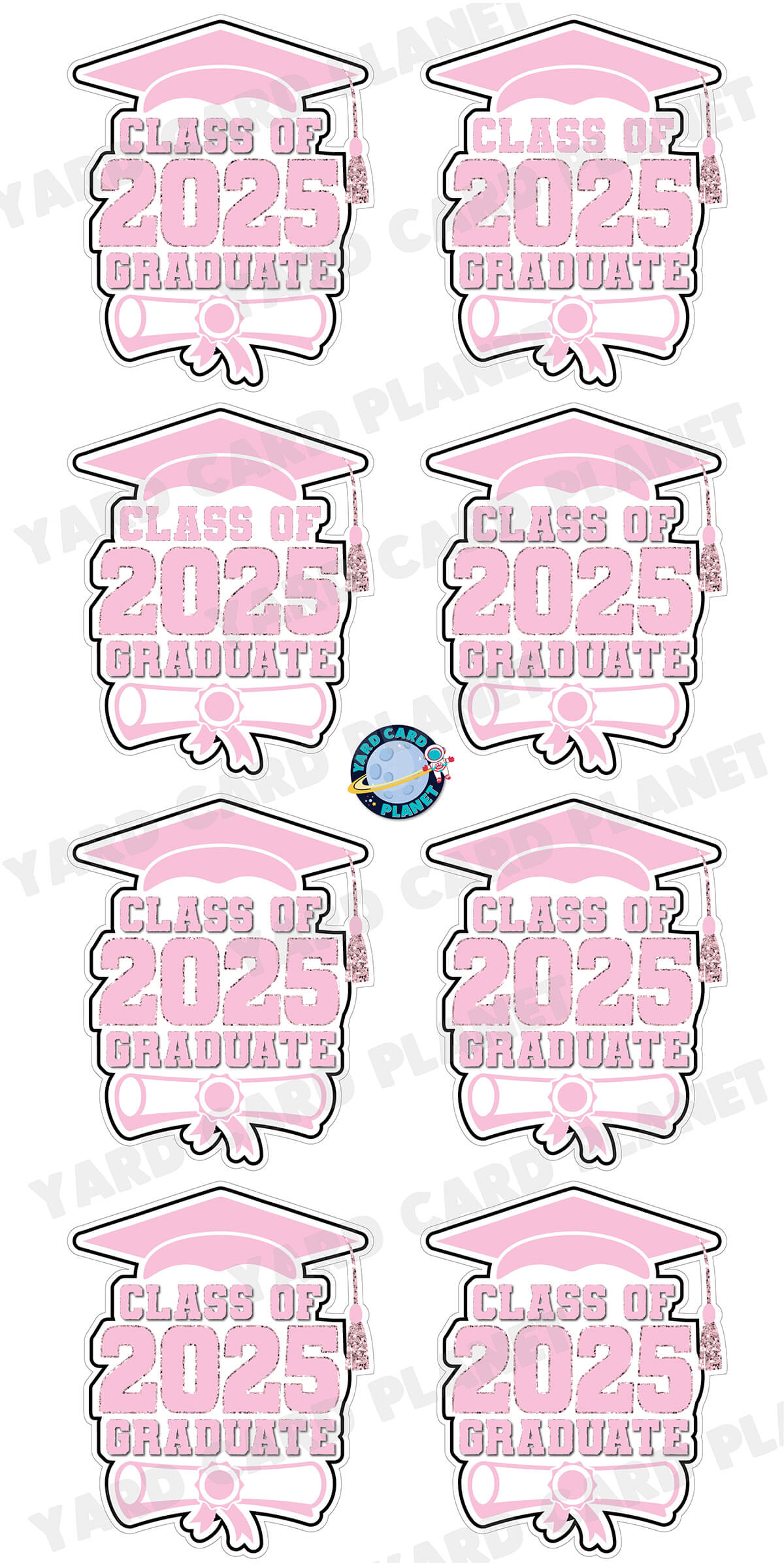 Class of 2025 Graduate Yard Card Sign Keepsakes in Solid Colors with Glitter Accent - (Available in Multiple Colors)
