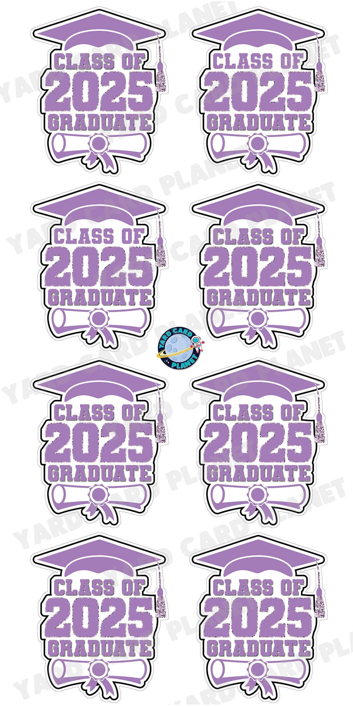 Class of 2025 Graduate Yard Card Sign Keepsakes in Solid Colors with Glitter Accent - (Available in Multiple Colors)