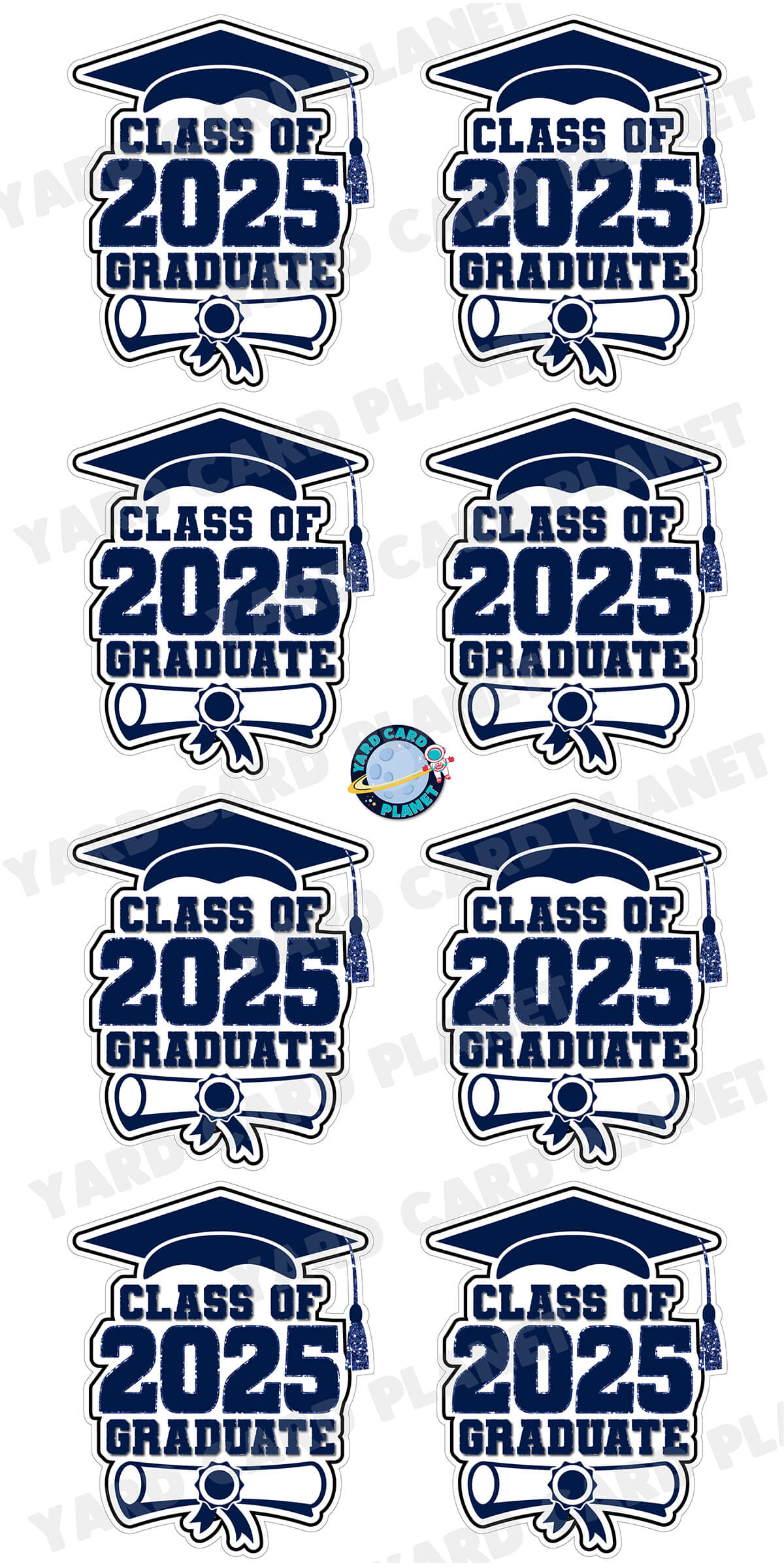 Class of 2025 Graduate Yard Card Sign Keepsakes in Solid Colors with Glitter Accent - (Available in Multiple Colors)