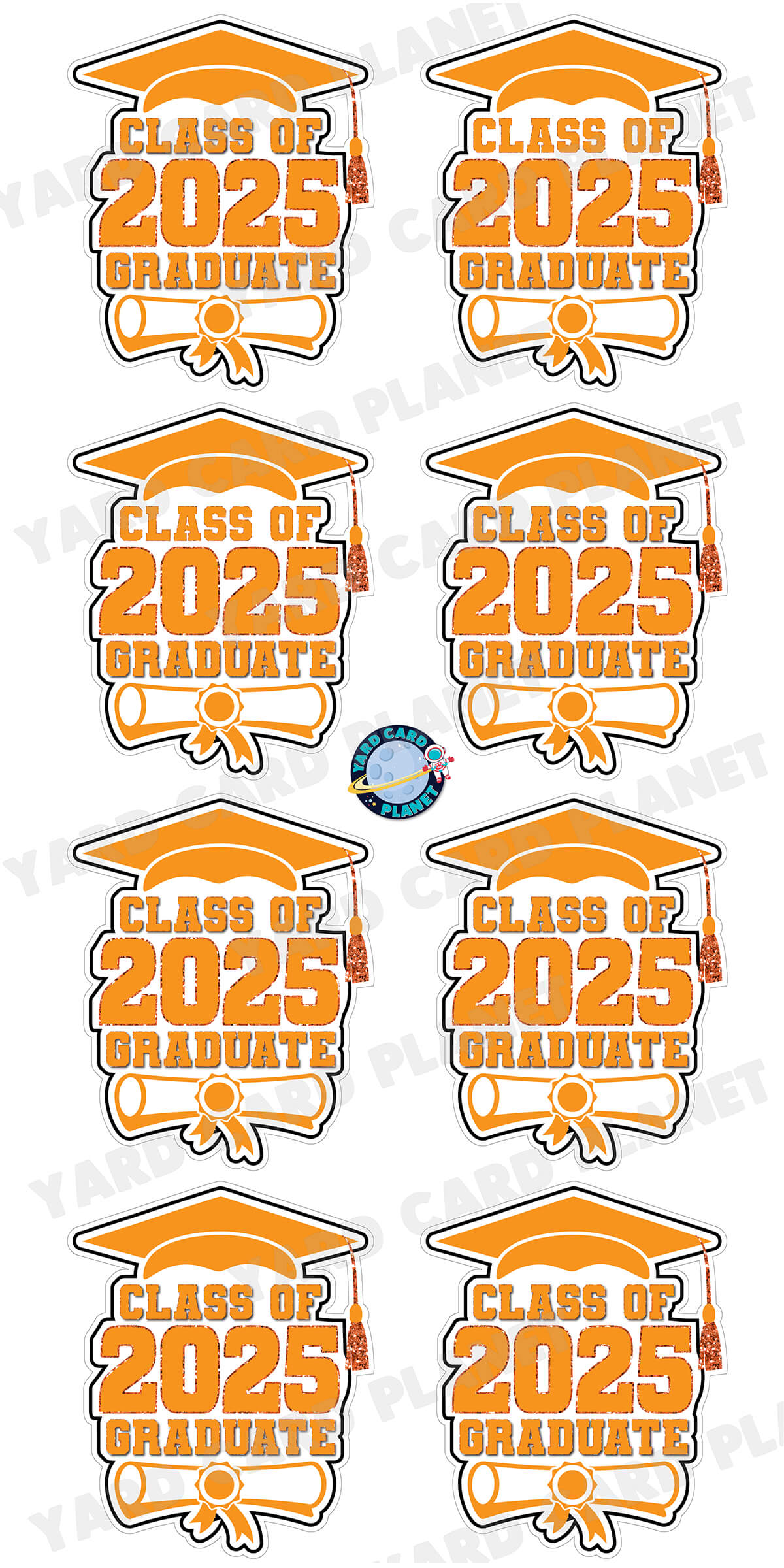 Class of 2025 Graduate Yard Card Sign Keepsakes in Solid Colors with Glitter Accent - (Available in Multiple Colors)