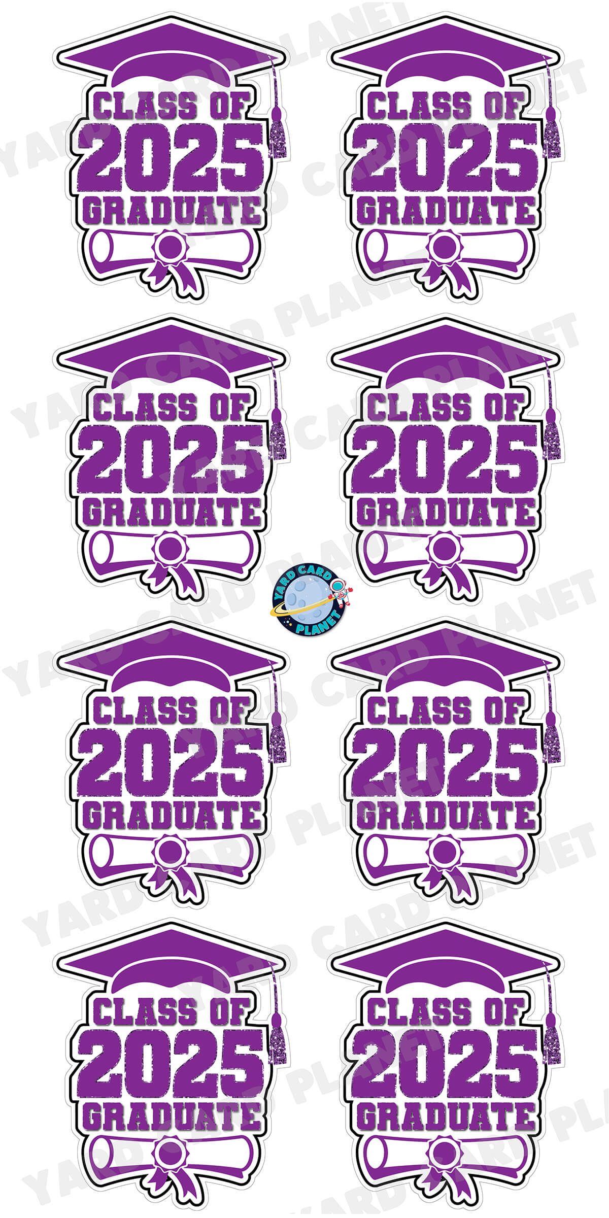 Class of 2025 Graduate Yard Card Sign Keepsakes in Solid Colors with Glitter Accent - (Available in Multiple Colors)