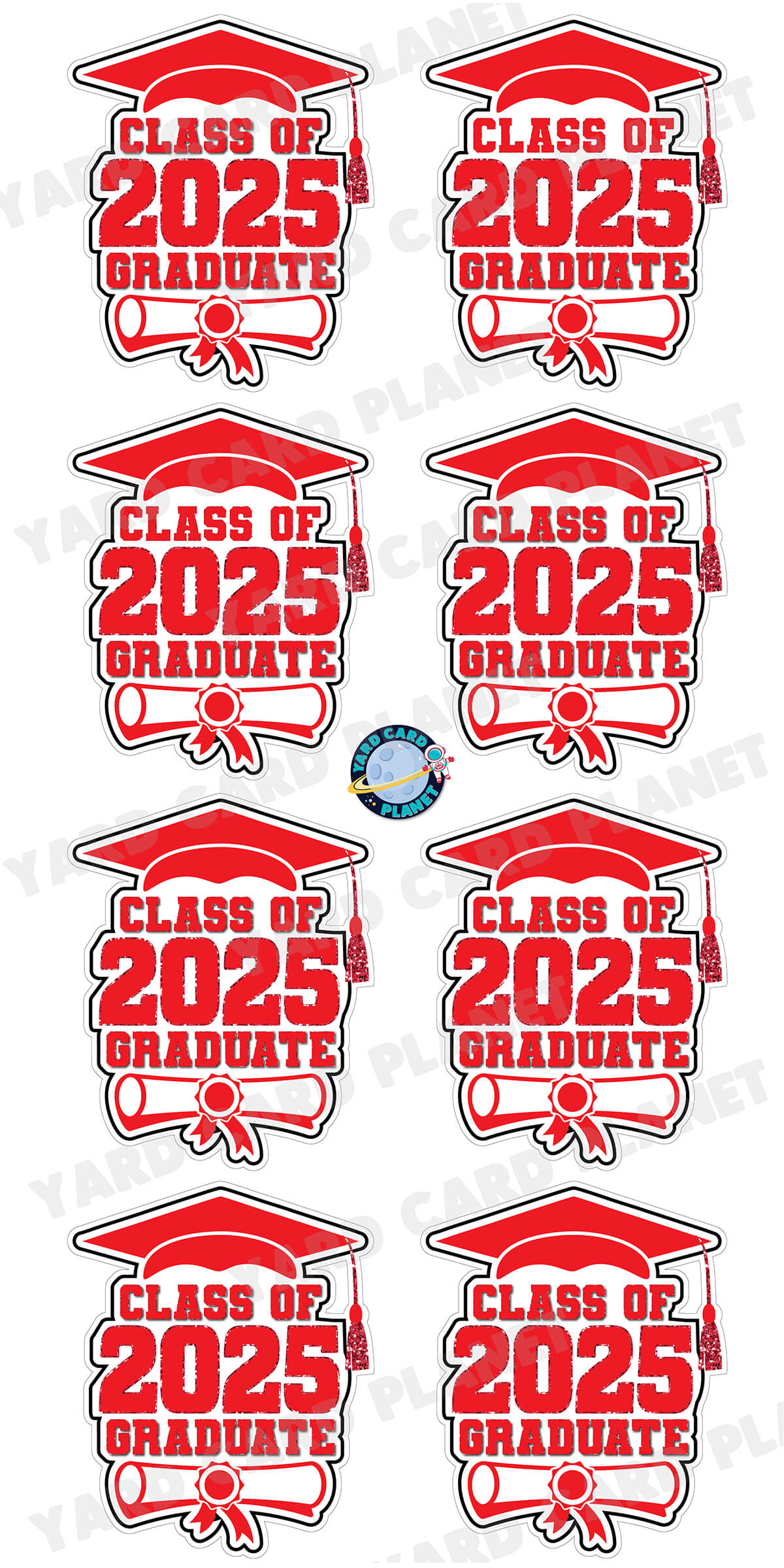 Class of 2025 Graduate Yard Card Sign Keepsakes in Solid Colors with Glitter Accent - (Available in Multiple Colors)