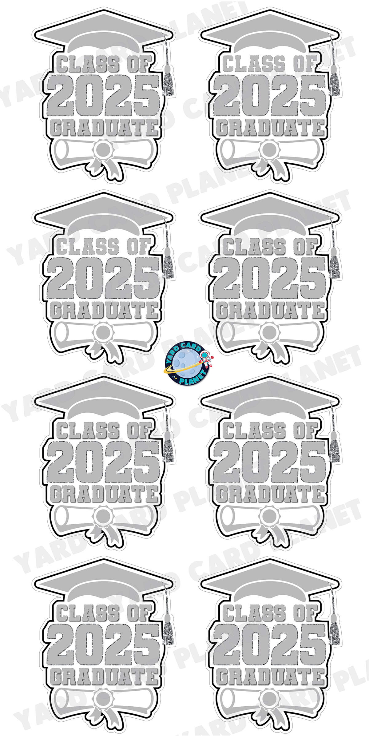 Class of 2025 Graduate Yard Card Sign Keepsakes in Solid Colors with Glitter Accent - (Available in Multiple Colors)