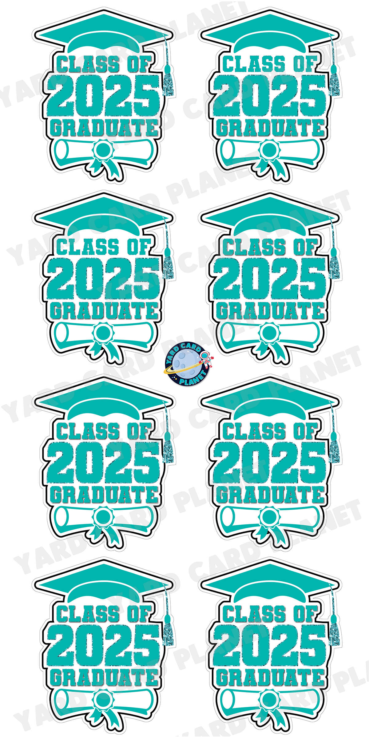 Class of 2025 Graduate Yard Card Sign Keepsakes in Solid Colors with Glitter Accent - (Available in Multiple Colors)