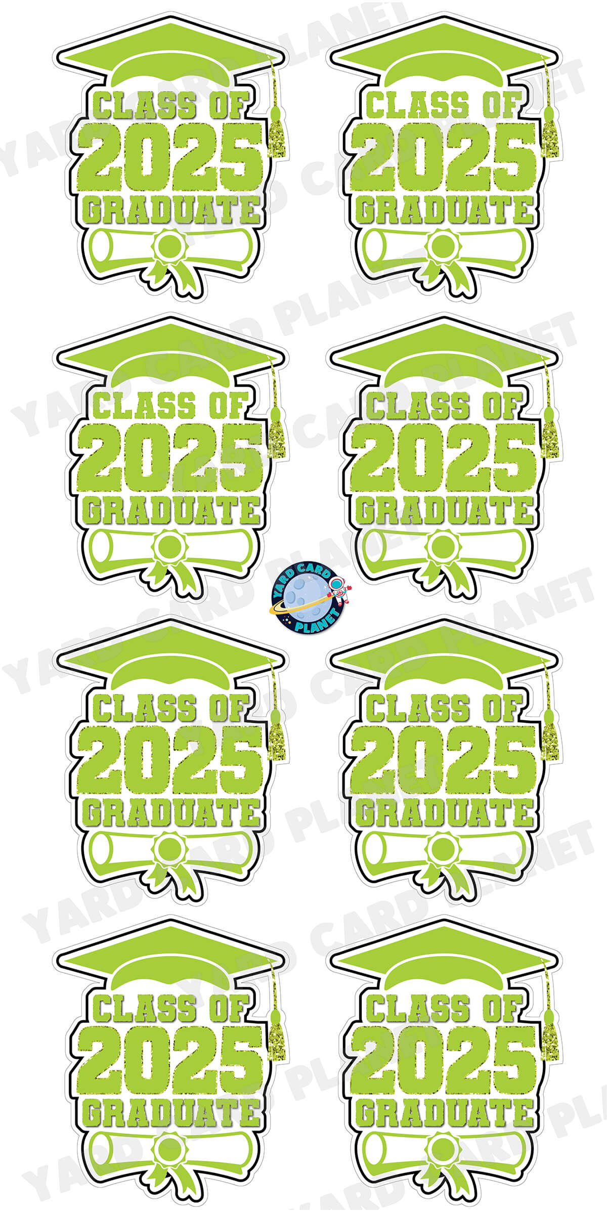 Class of 2025 Graduate Yard Card Sign Keepsakes in Solid Colors with Glitter Accent - (Available in Multiple Colors)