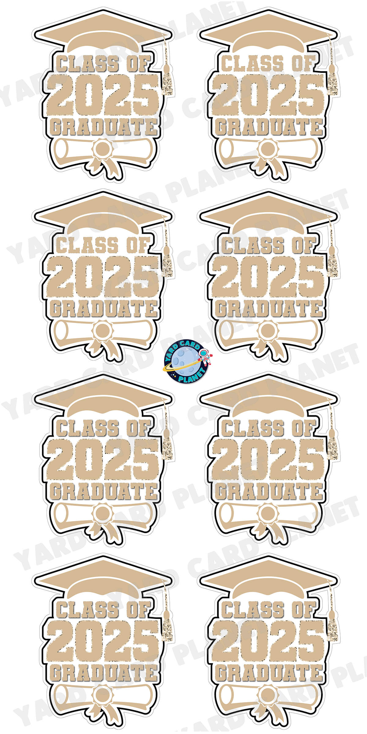 Class of 2025 Graduate Yard Card Sign Keepsakes in Solid Colors with Glitter Accent - (Available in Multiple Colors)