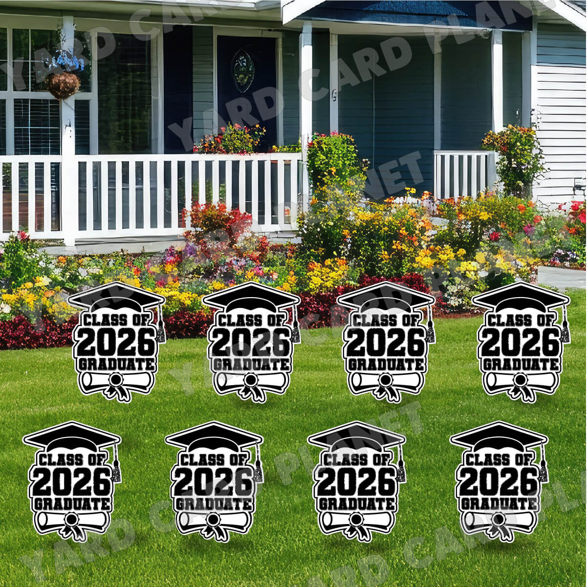 Class of 2026 Graduate Yard Card Sign Keepsakes in Solid Colors with Glitter Accent - (Available in Multiple Colors)