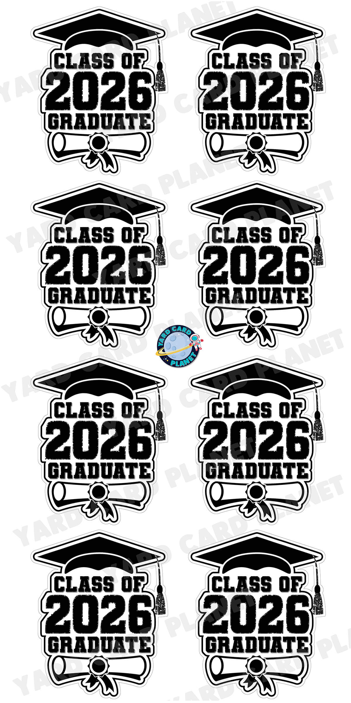 Class of 2026 Graduate Yard Card Sign Keepsakes in Solid Colors with Glitter Accent - (Available in Multiple Colors)