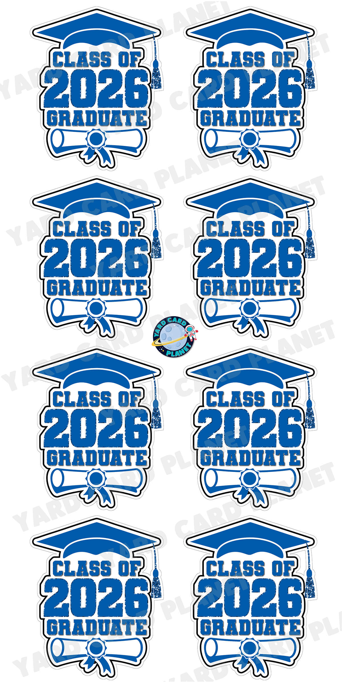 Class of 2026 Graduate Yard Card Sign Keepsakes in Solid Colors with Glitter Accent - (Available in Multiple Colors)
