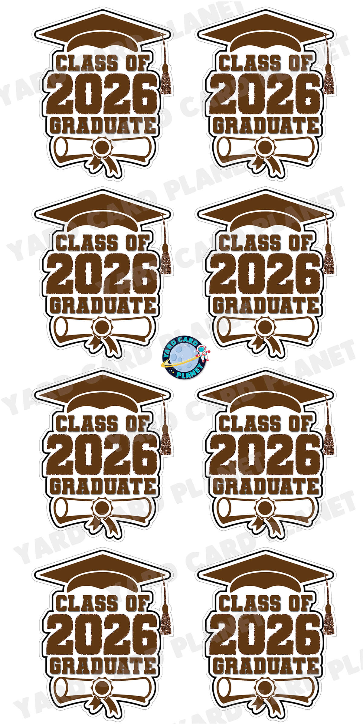 Class of 2026 Graduate Yard Card Sign Keepsakes in Solid Colors with Glitter Accent - (Available in Multiple Colors)
