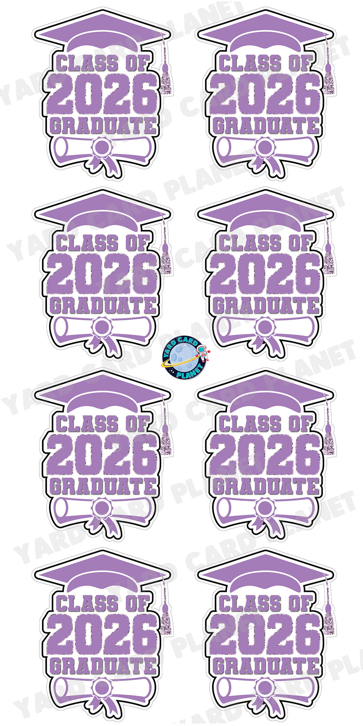 Class of 2026 Graduate Yard Card Sign Keepsakes in Solid Colors with Glitter Accent - (Available in Multiple Colors)