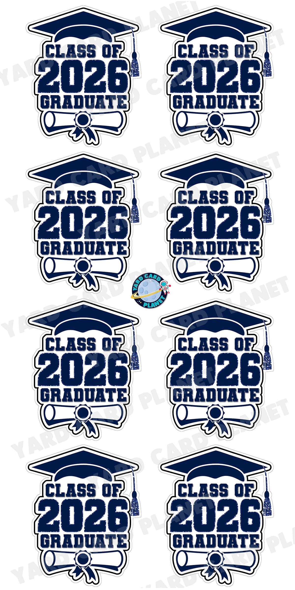 Class of 2026 Graduate Yard Card Sign Keepsakes in Solid Colors with Glitter Accent - (Available in Multiple Colors)
