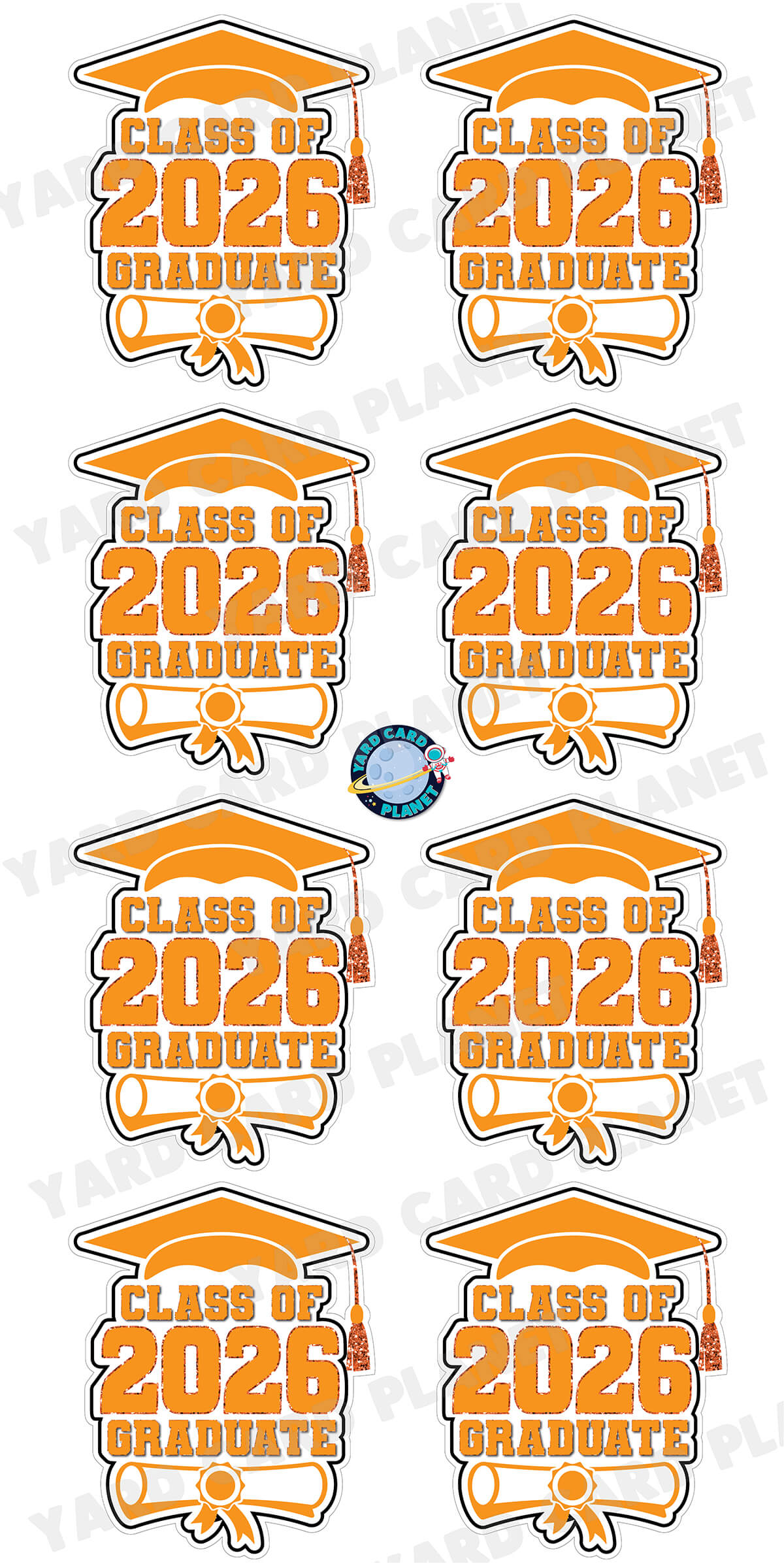 Class of 2026 Graduate Yard Card Sign Keepsakes in Solid Colors with Glitter Accent - (Available in Multiple Colors)