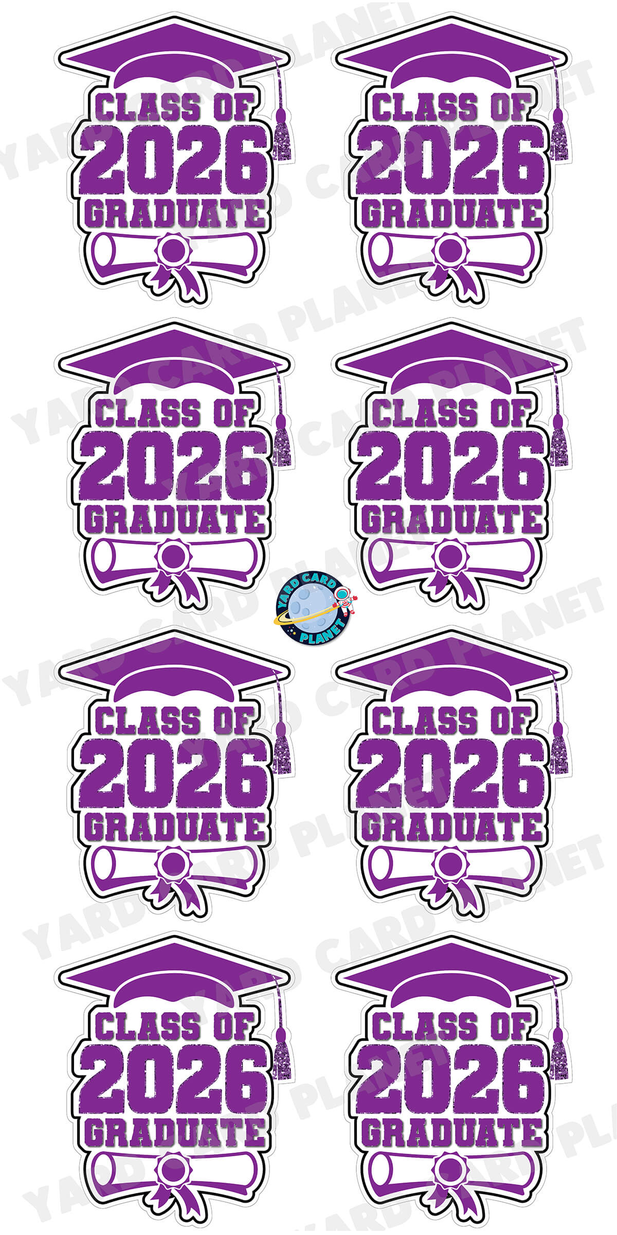 Class of 2026 Graduate Yard Card Sign Keepsakes in Solid Colors with Glitter Accent - (Available in Multiple Colors)