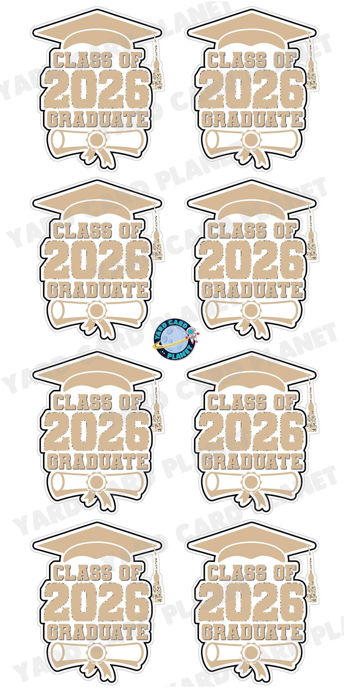 Class of 2026 Graduate Yard Card Sign Keepsakes in Solid Colors with Glitter Accent - (Available in Multiple Colors)