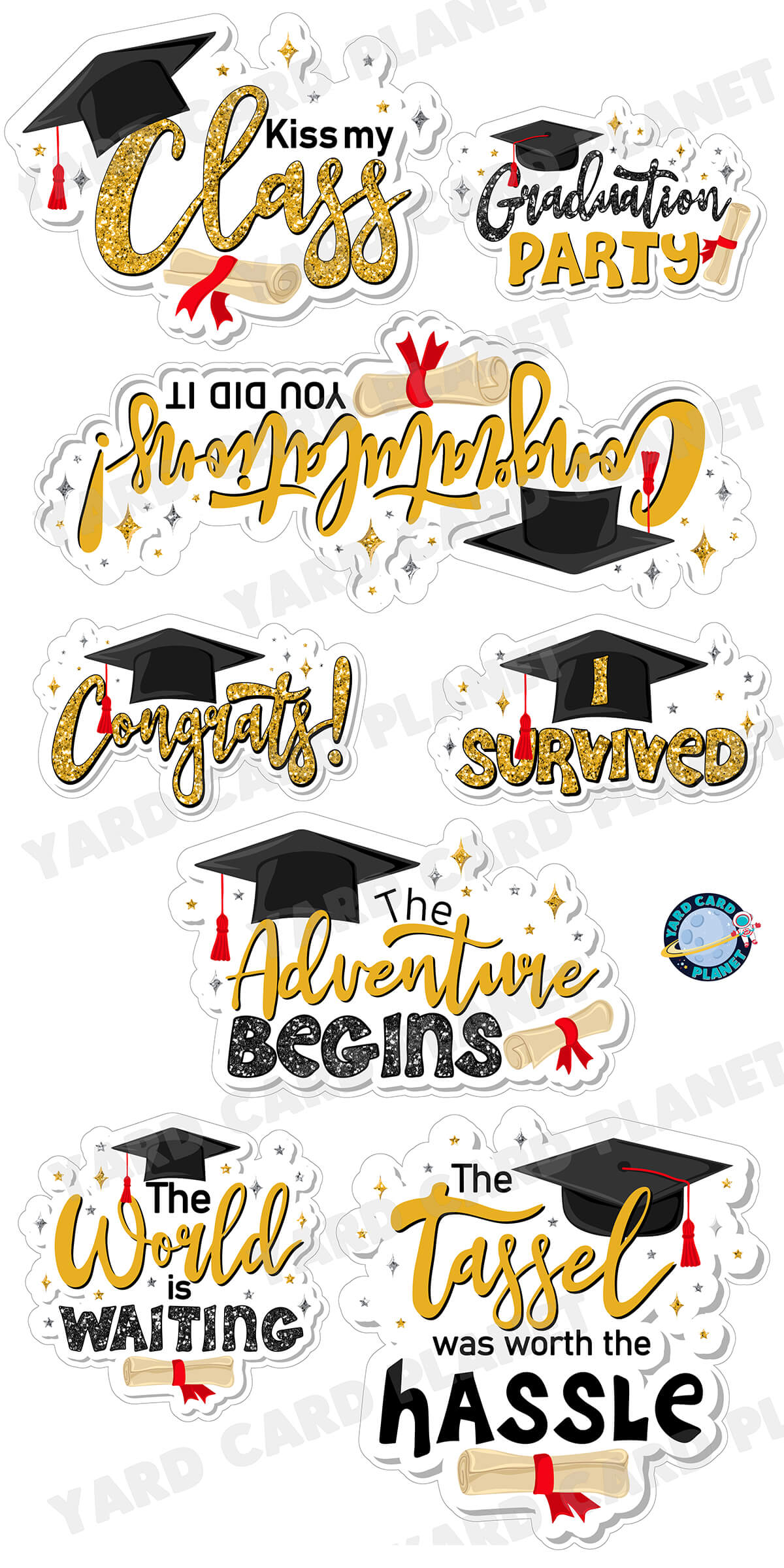 Fun Graduation Sayings Signs Yard Card Flair Set