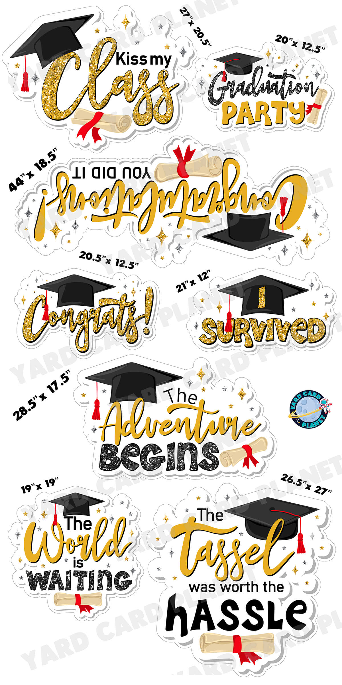 Fun Graduation Sayings Signs Yard Card Flair Set