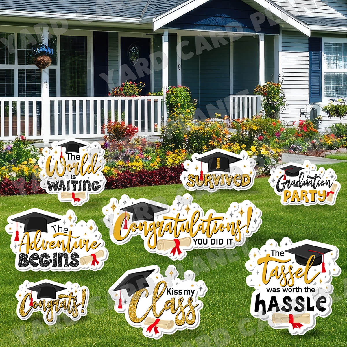 Fun Graduation Sayings Signs Yard Card Flair Set